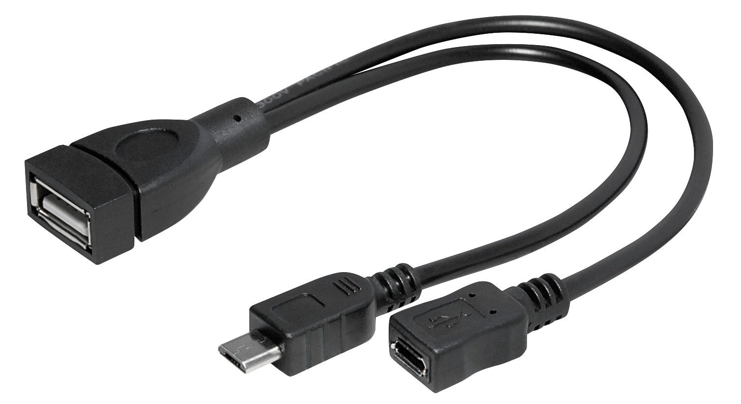 Transmedia Micro USB B Stecker und Micro USB B Buchse auf USB A Buchse, OTG, 0,2 USB-Kabel