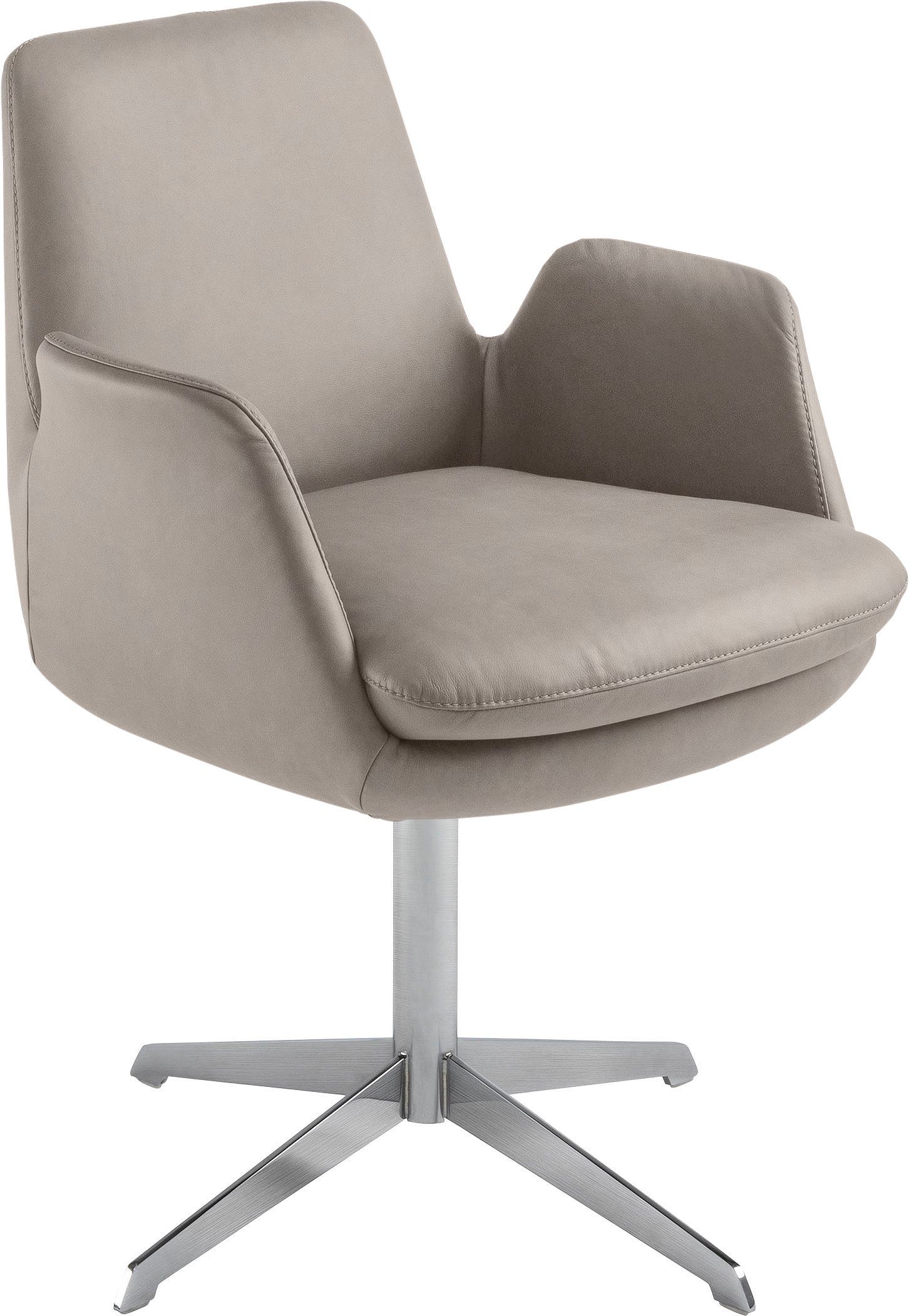 K+W Komfort & Wohnen Drehstuhl Cube, Rückholfunktion, Untergestell Edelstahloptik