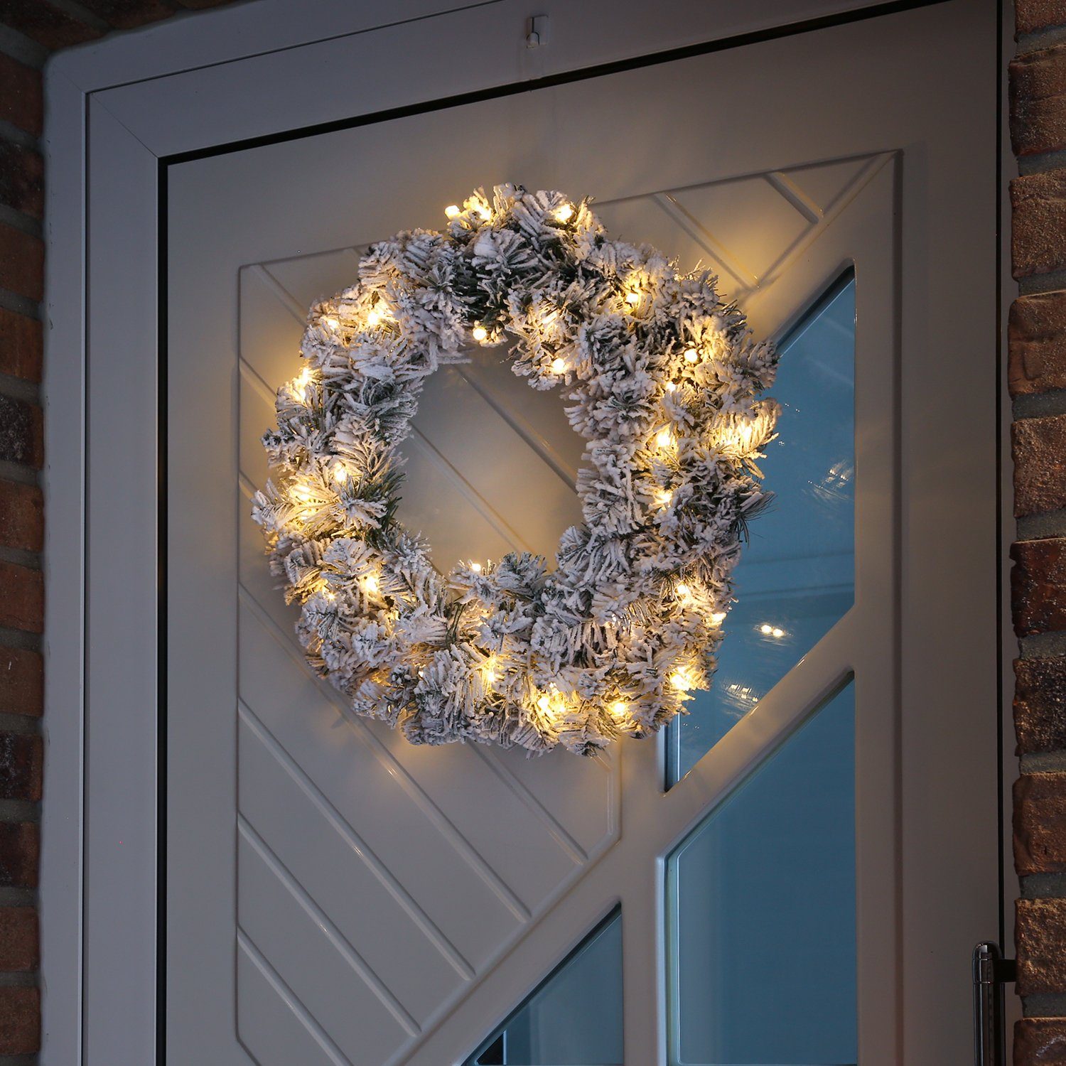 MARELIDA Dekokranz LED Kranz Draht Türkranz Wandkranz Leuchtkranz 95LED D: 24cm Innen