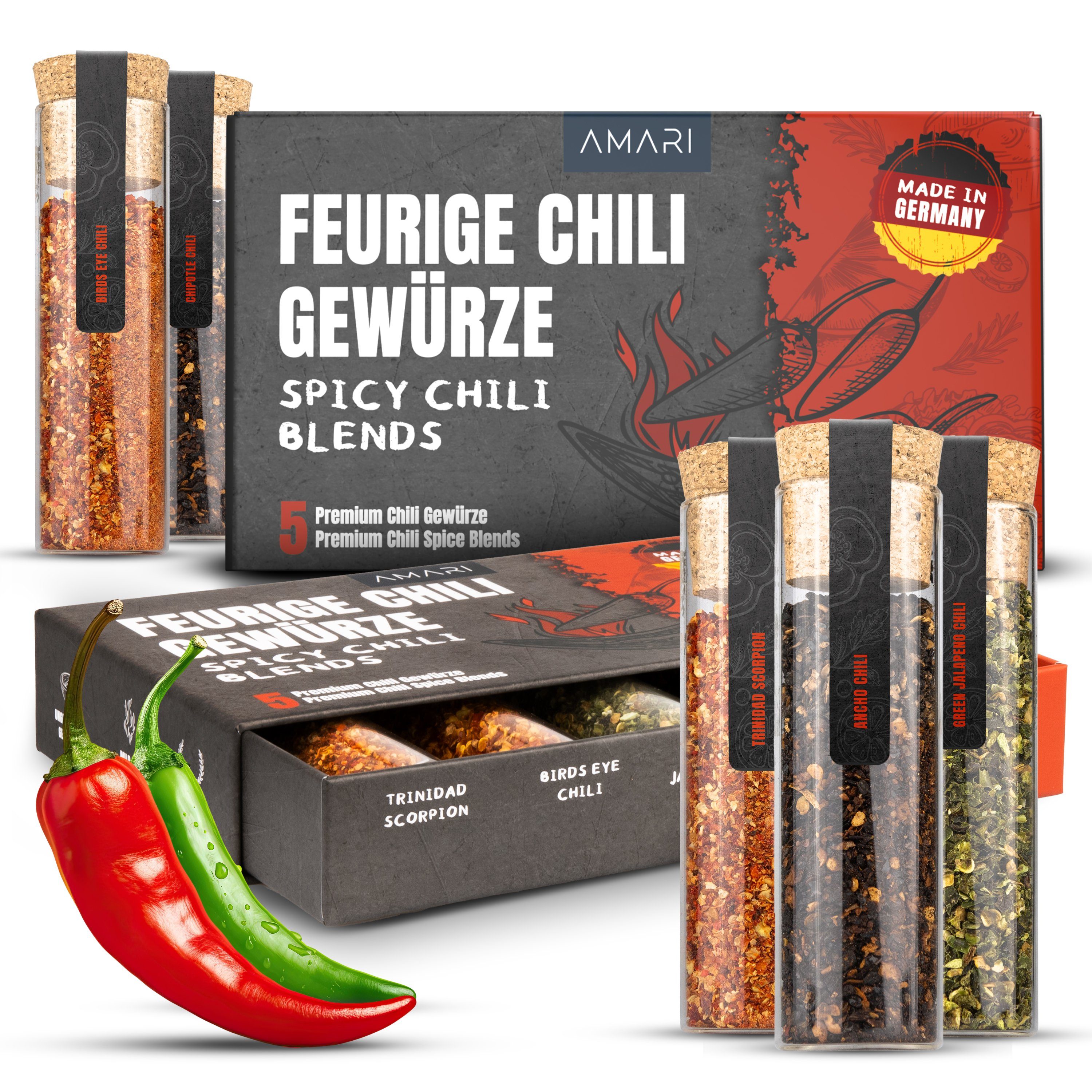 Amari Gewürzkarussell Gewürze - AMARI scharfe Set Chili als 5 erlesene ® Gewürze Geschenk