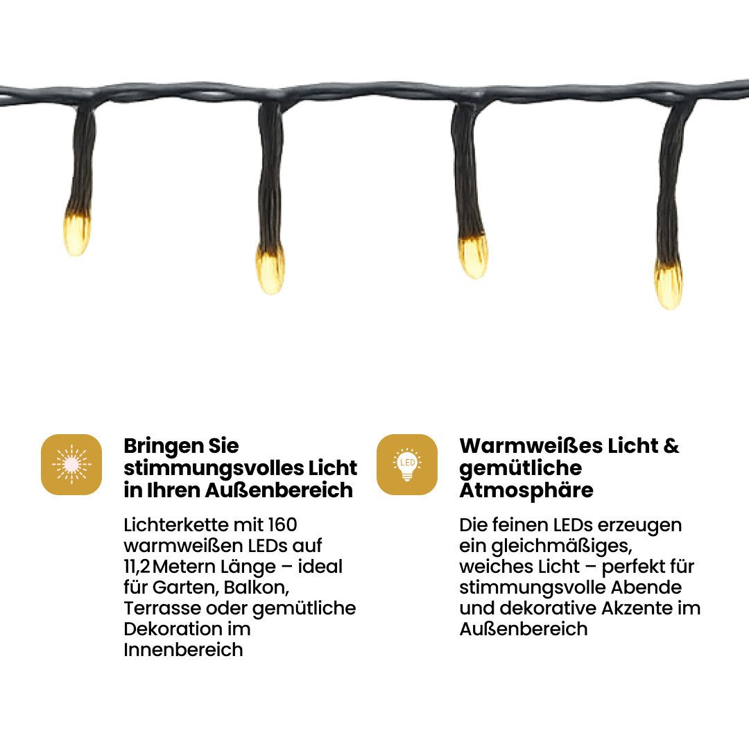 STAR TRADING LED Dekolicht LED Lichterkette Akku, LED Lichterkette Akku 160 LEDs Warmweiß 11,2 m Schwarz – Bild 2 von 5