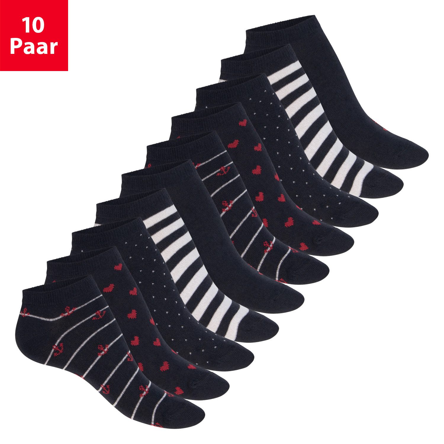 celodoro Sneakersocken Eco Sneaker Socken Damen (10 Paar) aus regenerativer Baumwolle (10-Paar)