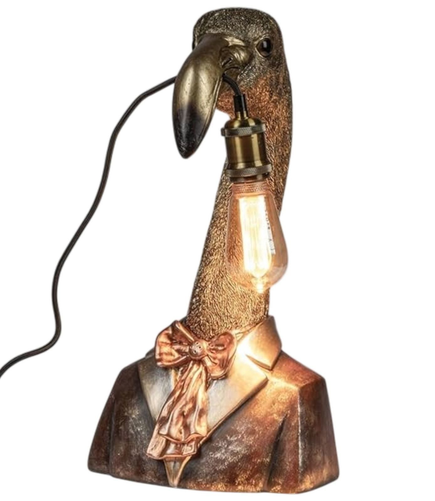 Kremers Schatzkiste Tischleuchte Tischlampe Flamingo aus Kunststein mit E27-Fassung, 49 cm, LED fest integriert