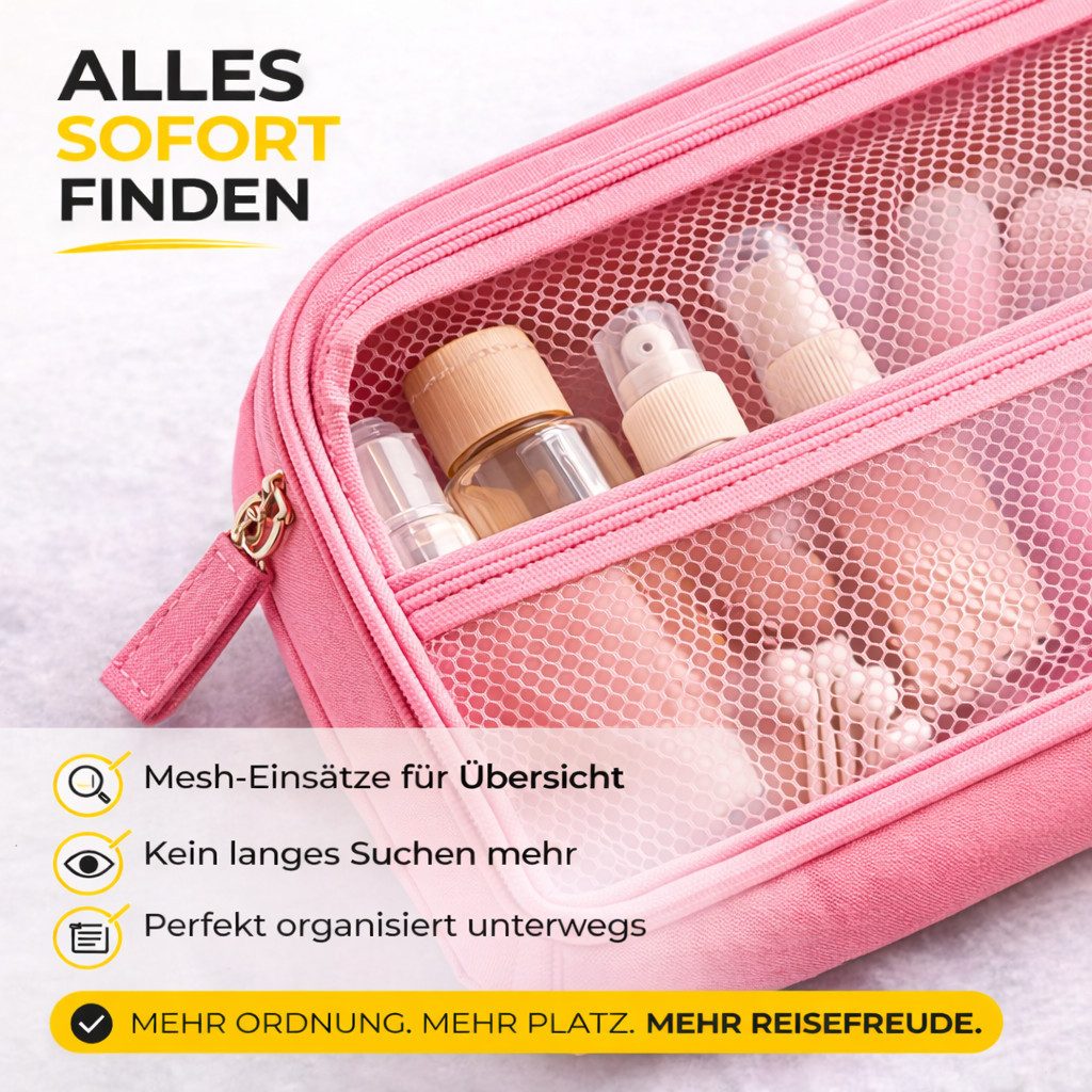 Everhomely® Kofferorganizer Kofferorganizer 8er mit Kosmetiktasche – Packtaschen Packwürfel Reisen (Set, 8er Set)