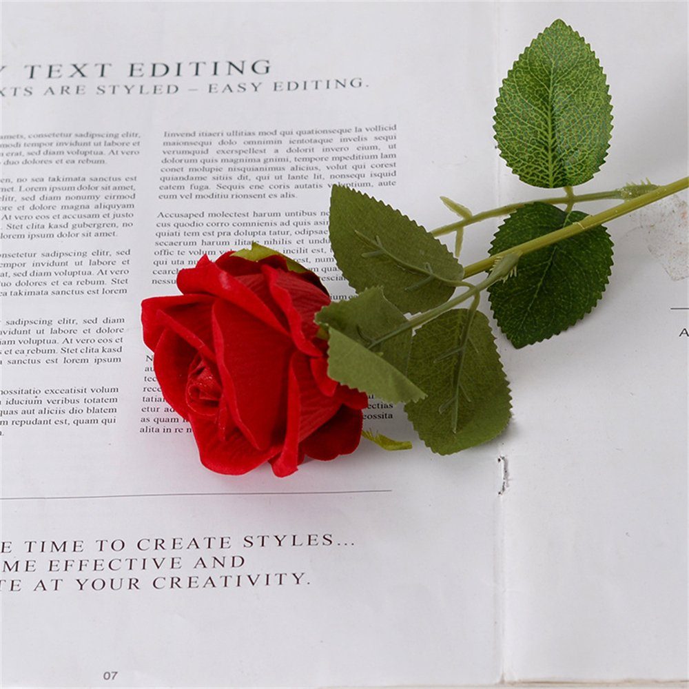 Kunstblumenstrauß Rose Blume, Rot Hochzeit Dekoration Blume,Valentinstag 7Stück Rouemi, Geschenk Künstliche