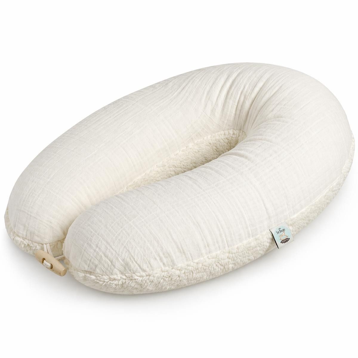 SEI Design Stillkissen XXL 190x35 cm Musselin EPS Mikroperlen Seitenschläferkissen GOTS Taupe, Schwangerschaftskissen mit Bezug, Schwangerschaftskissen mit Bezug