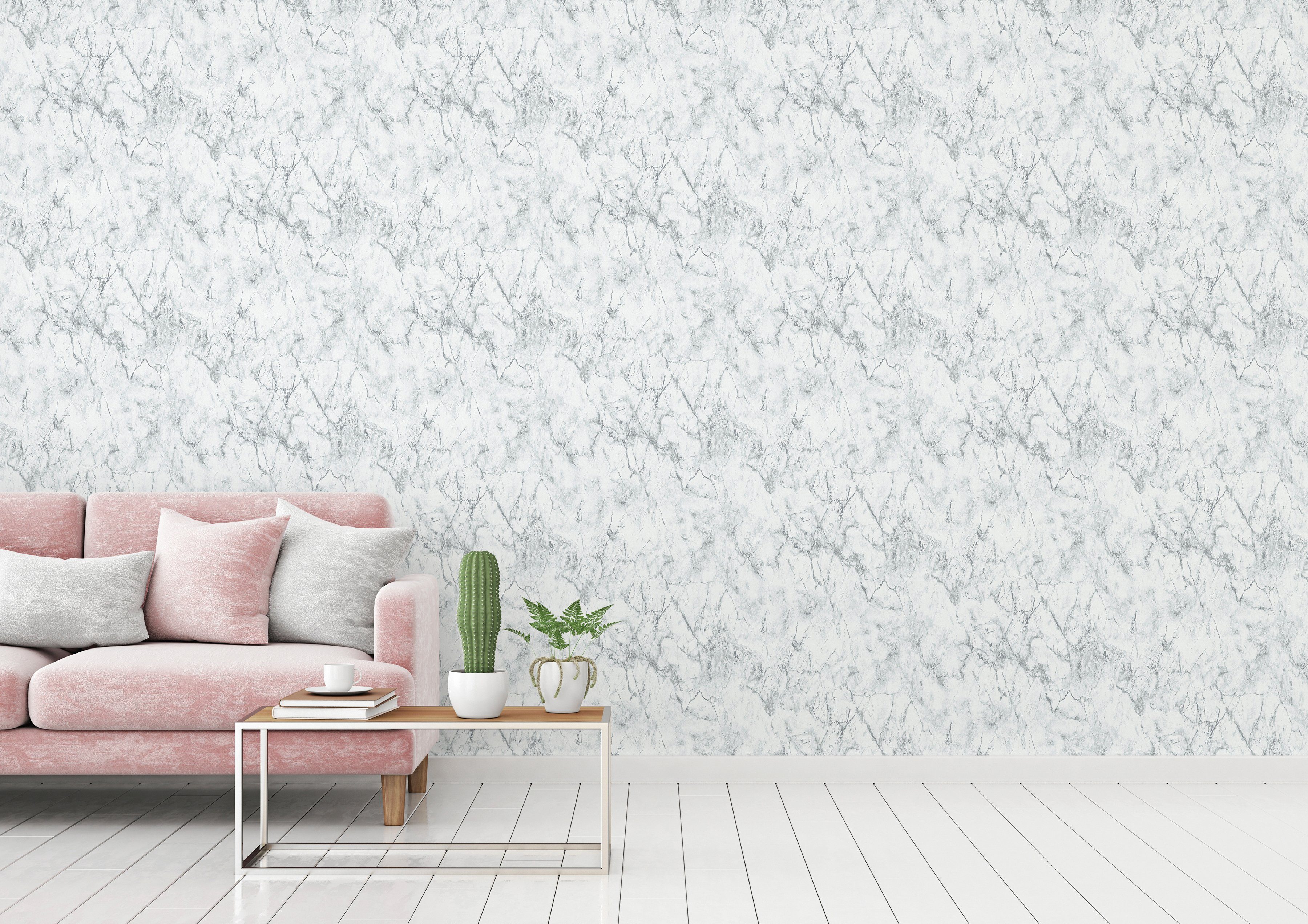 Tapete Materials, Vliestapete Marmor Moderne walls weiß/silbergrau living