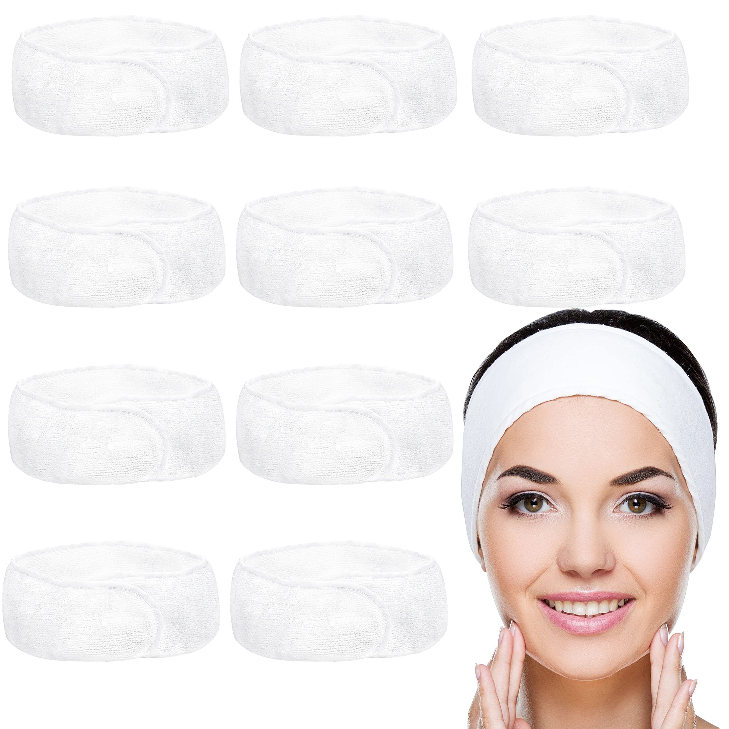Belle Vous Haarband White Terry Cloth Headband - 10 Hairbands for Makeup, White Terry Cloth Headband - 10 Hairbands