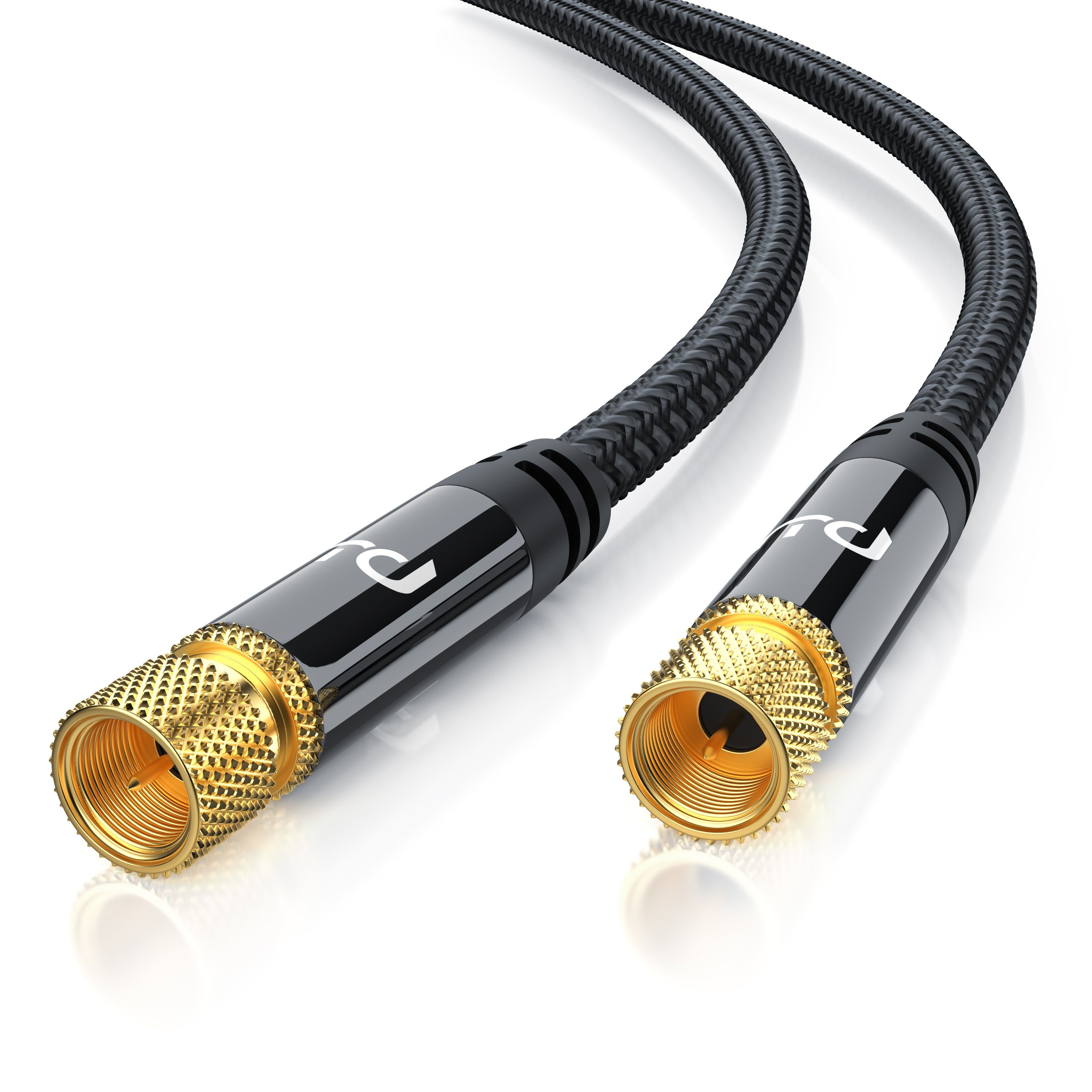 Primewire SAT-Kabel, F-Stecker, Koaxial (50 cm), HDTV Satellitenkabel mit Stoffummantelung, 135Db 75 Ohm - 0,5m