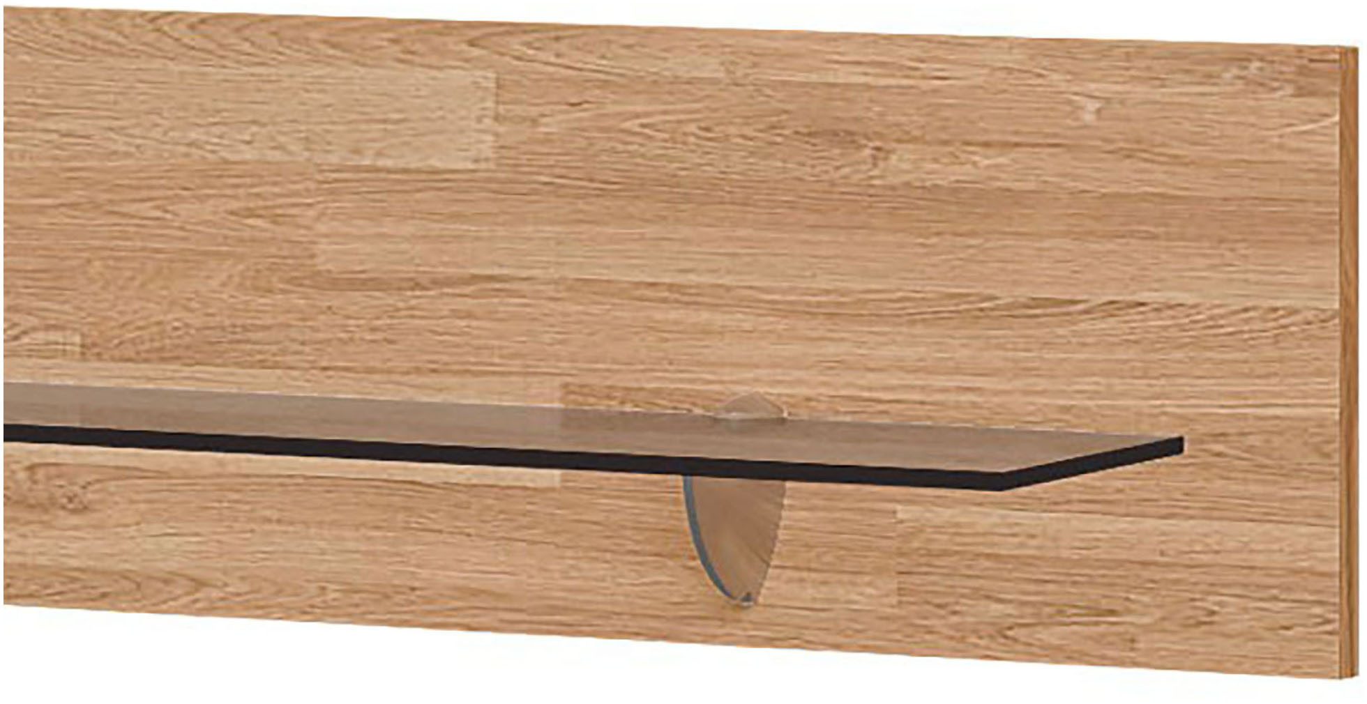 OTTO home Wandregal VETRO Wandregal 150cm, Glasboden, ideal für Deko, Bücherregal, Naturholz Dekor, Glasanlageboden, Deko-Wandregal, B/H/T: 150/20/15cm