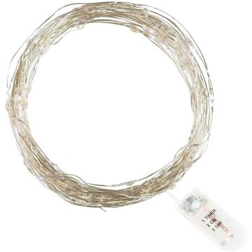 Idena LED-Lichterkette 100er, Micro-LED, warmweiß, 10,2 m, für innen, batteriebetrieben, mit Timer