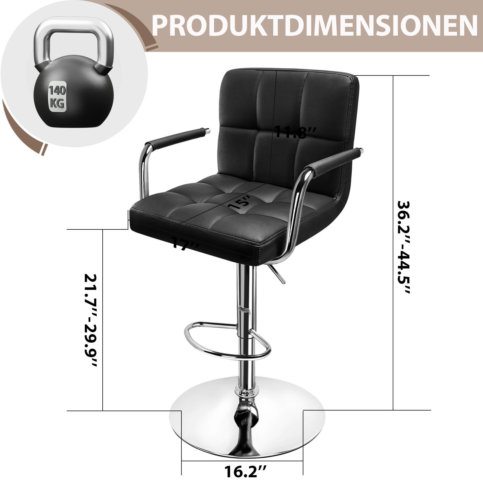 Huracan Barhocker Höhenverstellbarer Drehstuhl (360) Tragfähigkeit 140 kg, günstig online kaufen