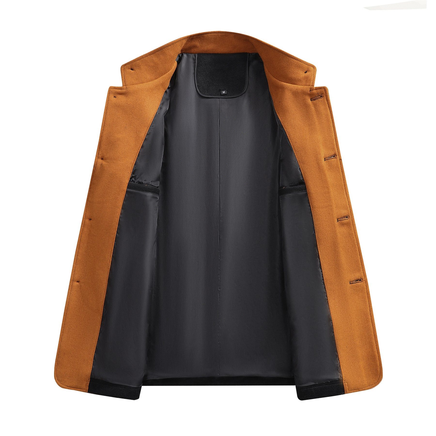 Allthemen Kurzmantel Herren Wollmix Wintermantel mit Stehkragen Winterjacke Kontrastfarbe