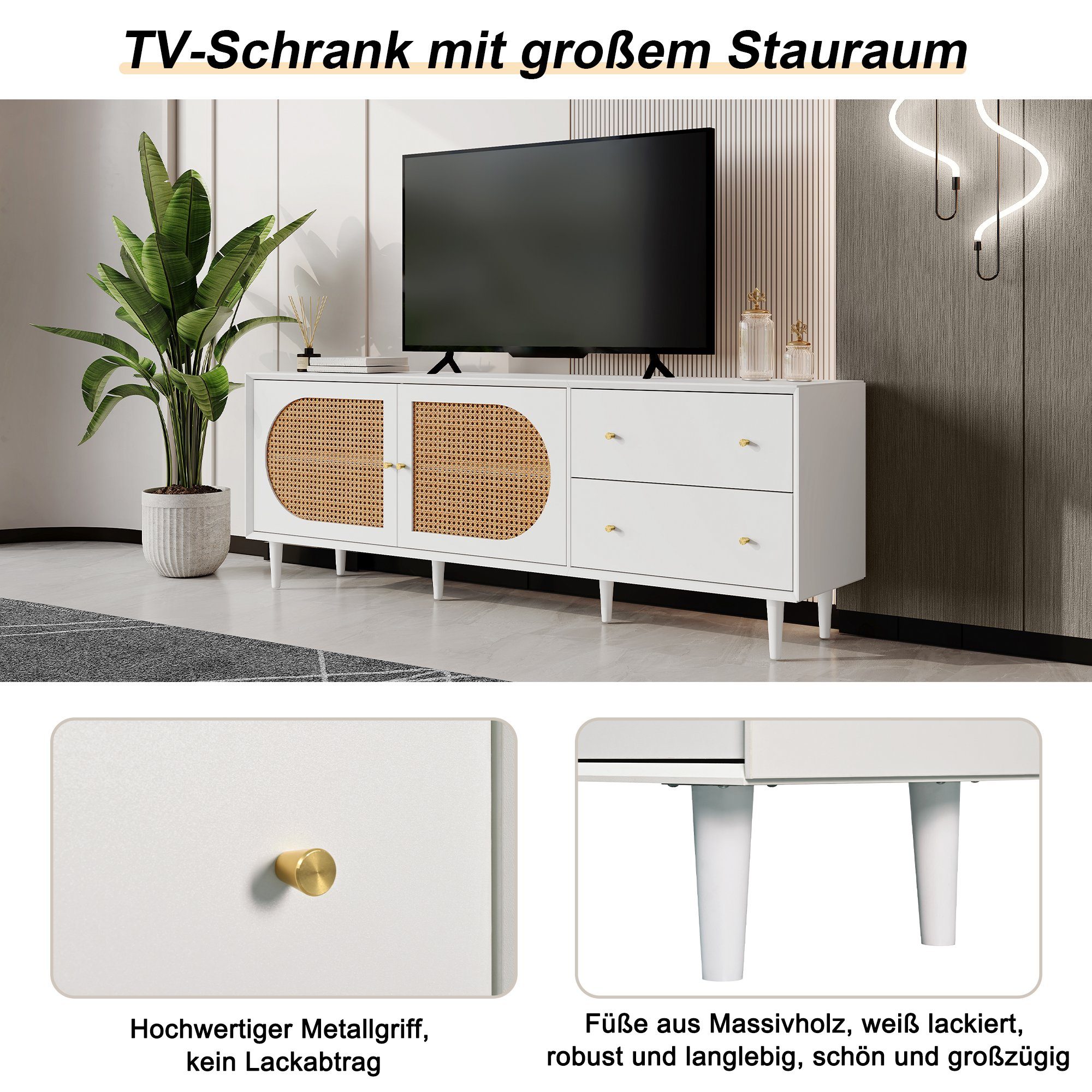 Merax Lowboard aus Holz mit 2 günstig online kaufen