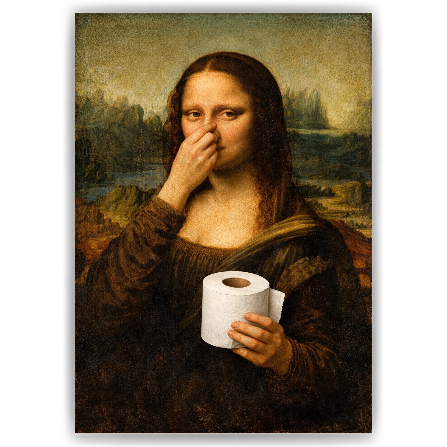 Tigerlino Poster Mona Lisa Klopapier Lustige Deko Toilette Gäste-WC Badezimmer