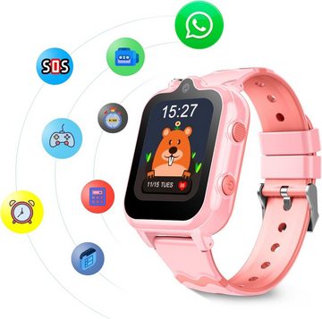 Carneedi für Jungen und Mädchen 5–16 Jahren mit GPS und Telefon Smartwatch (1.69 Zoll, Android iOS), mit 4G WiFi Videoanruf Kamera SOS Schulmodus GPS und Telefon