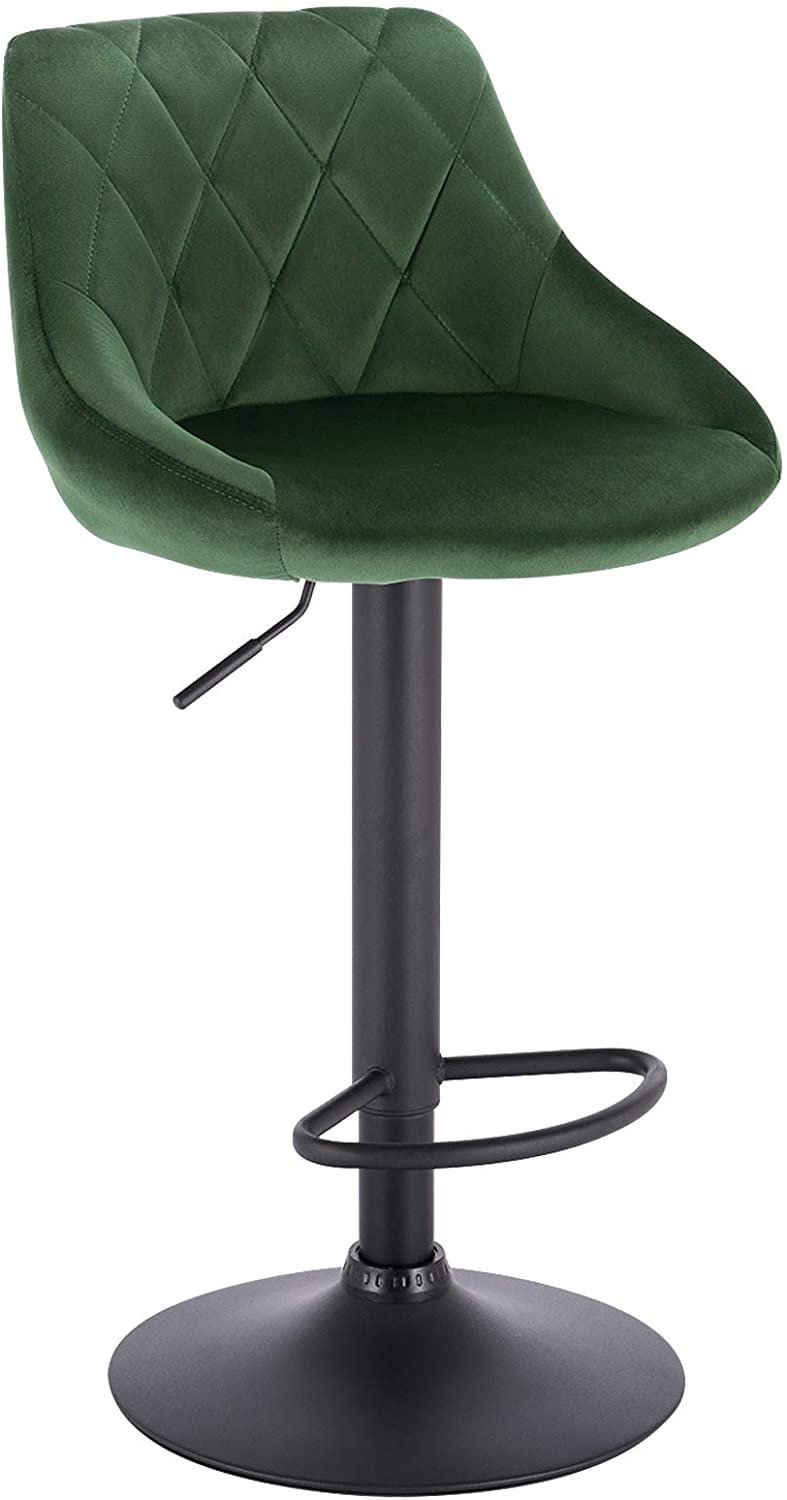 Woltu Barhocker (1 St), Gute gepolsterte Sitzfläche Höhenverstellbar 360° Drehbar dunkelgrün