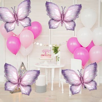 Coonoor Luftballon 4 Stück Schmetterling Schmetterlinge luftballon, Geburtstag Deko für Mädchen Schmetterling Party, Kinder, Hochzeit