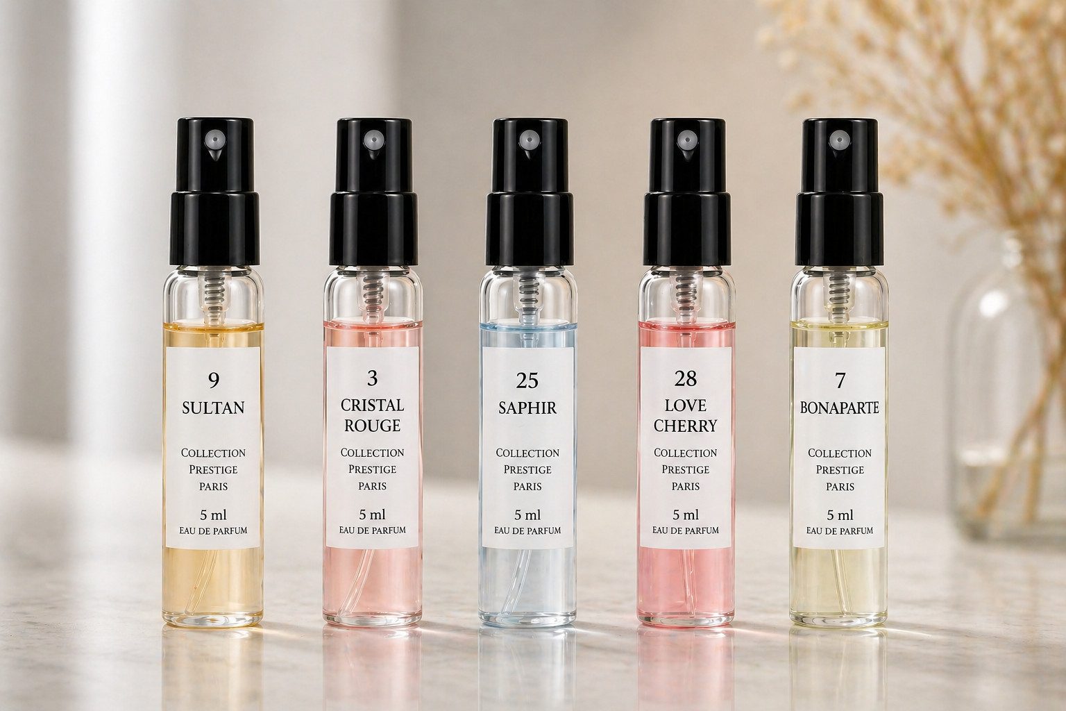 Collection Prestige Duft-Set Bestseller Probierset - 5x 5 ml Eau de Parfum Unisex, 5-tlg., 5 Bestseller Düfte als 5 ml Abfüllungen (Unisex Probierset)