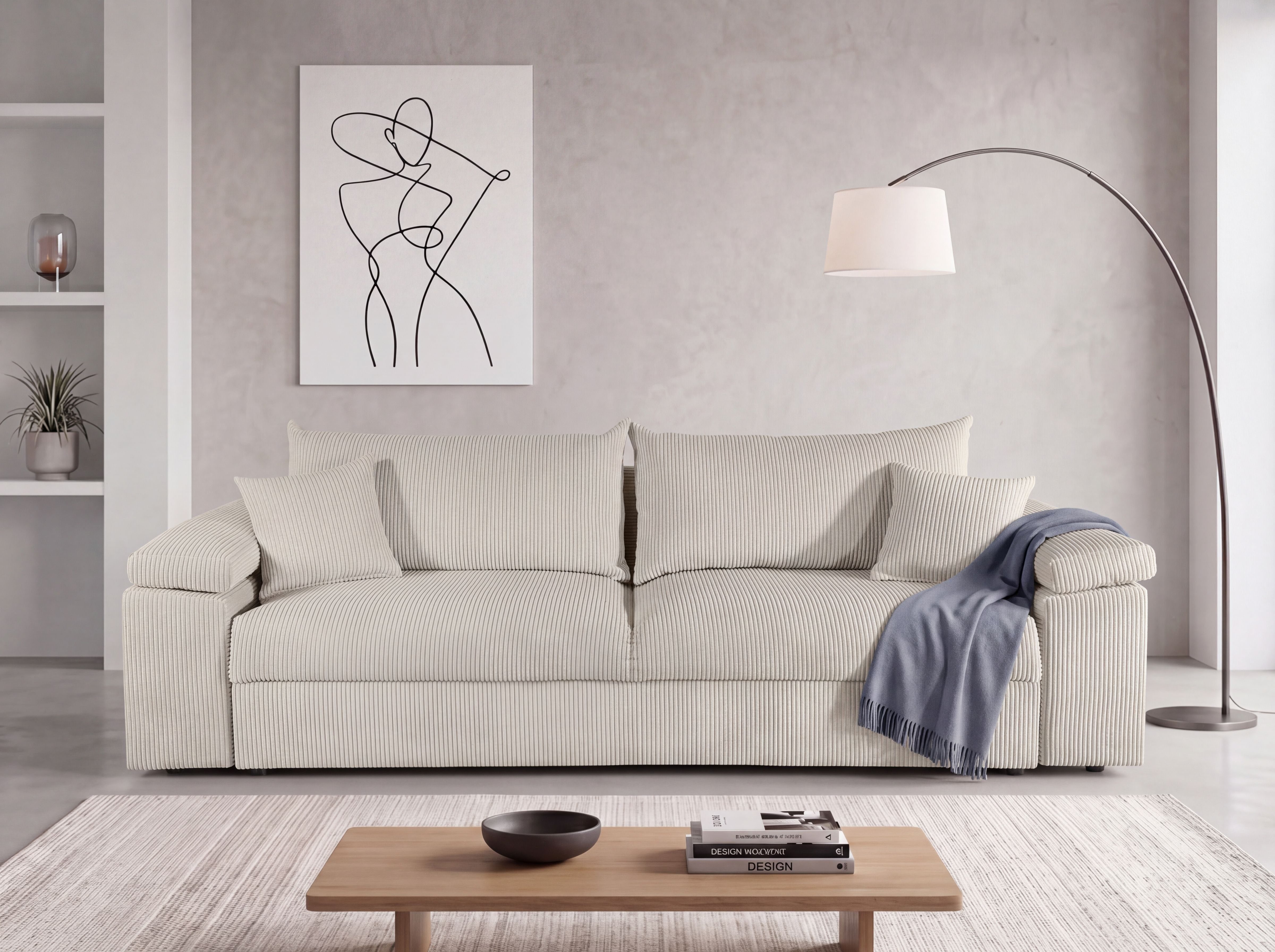 COLLECTION AB Schlafsofa Mara, B: 249 cm, Liegefl. 139x195 cm, Dauer-Schlaffunktion, Bettkasten & Federkern, wahlweise mit Topper
