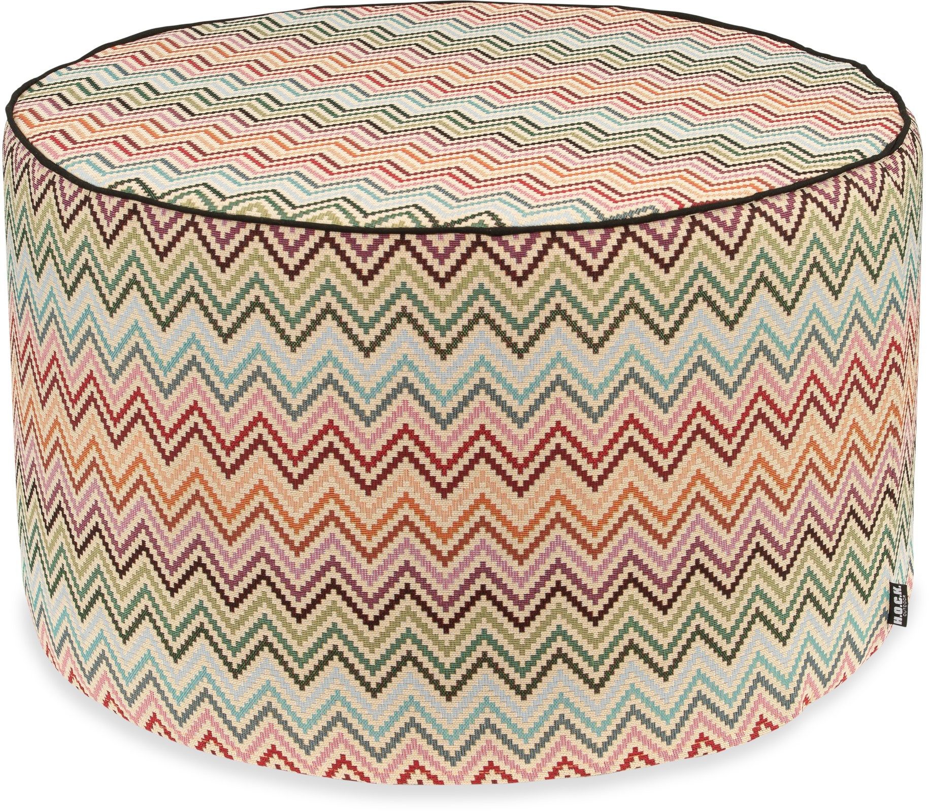 H.O.C.K. Sitzhocker H.O.C.K. Maribel Outdoor Hocker Pouf rund mit Keder ø60x40cm multi, Hocker, Sitzhocker, Pouf Hocker, Barhocker - wetterfest, vielseitig