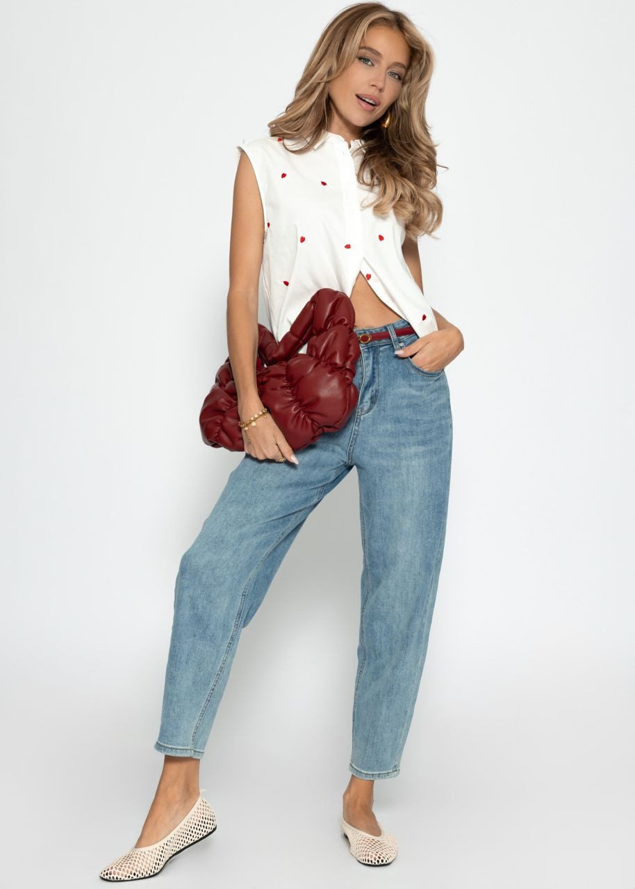 SASSYCLASSY Langarmbluse Ärmellose Bluse mit roter günstig online kaufen