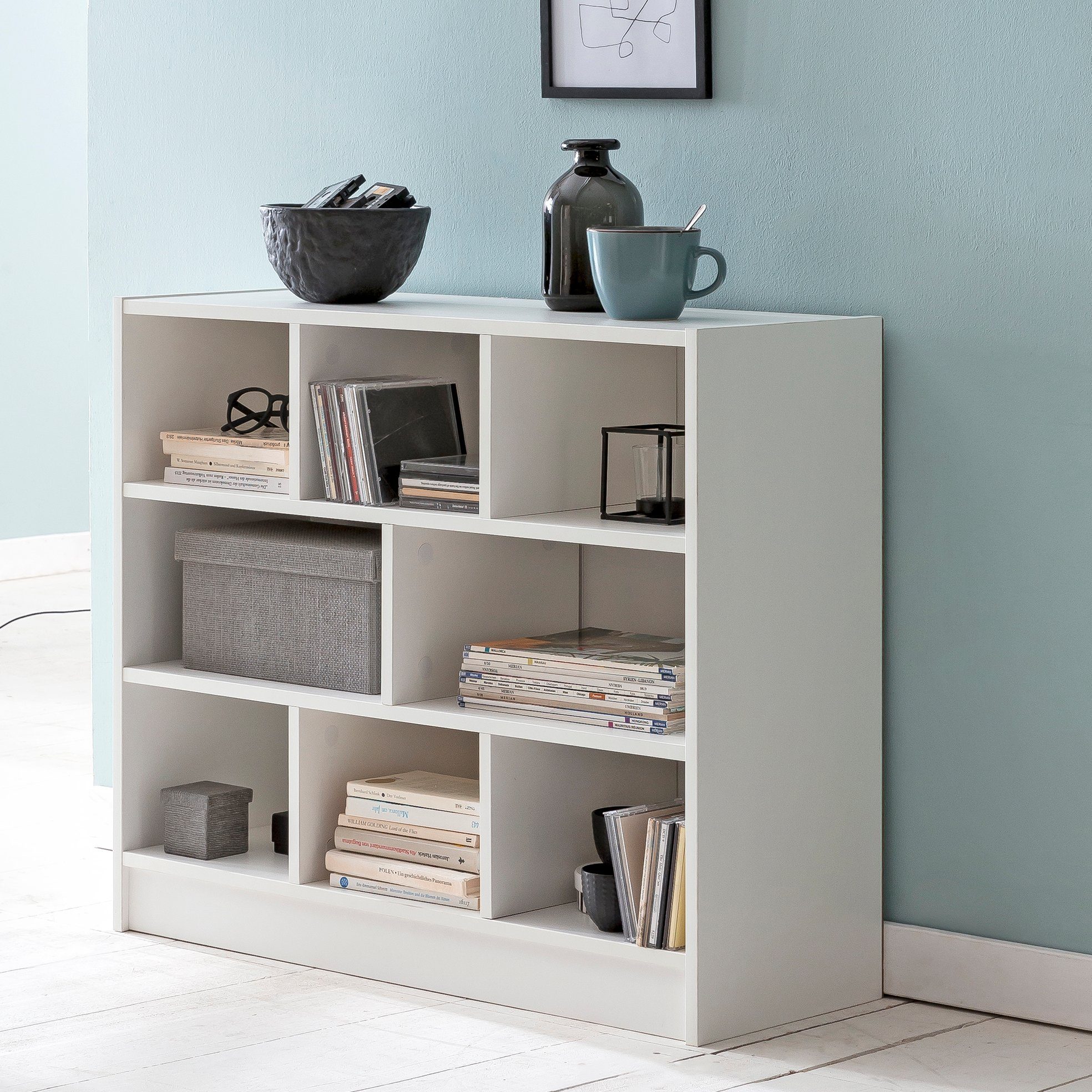 FINEBUY Standregal SuVa14533_1, Weiß 80x68,5x29,5 cm, günstig online kaufen