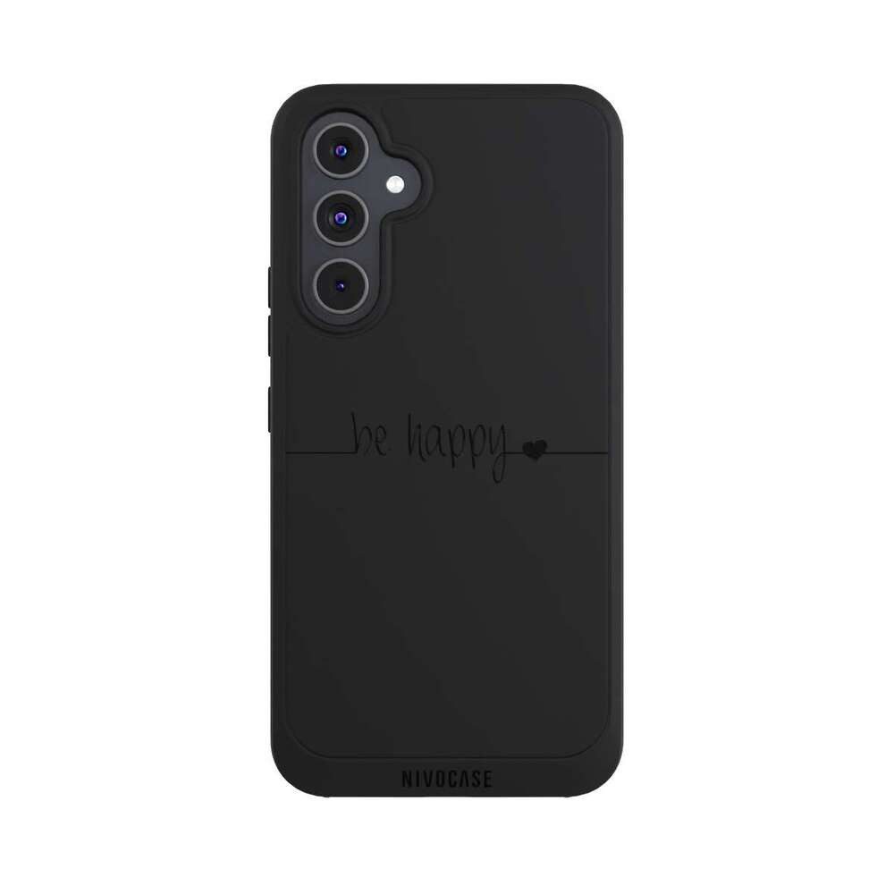 NIVOCASE Handyhülle Statement Glück Motiv ohne Hintergrund be happy transparent, Samsung Galaxy A54 5G Handyhülle Hülle NIVOpure Case Schwarz