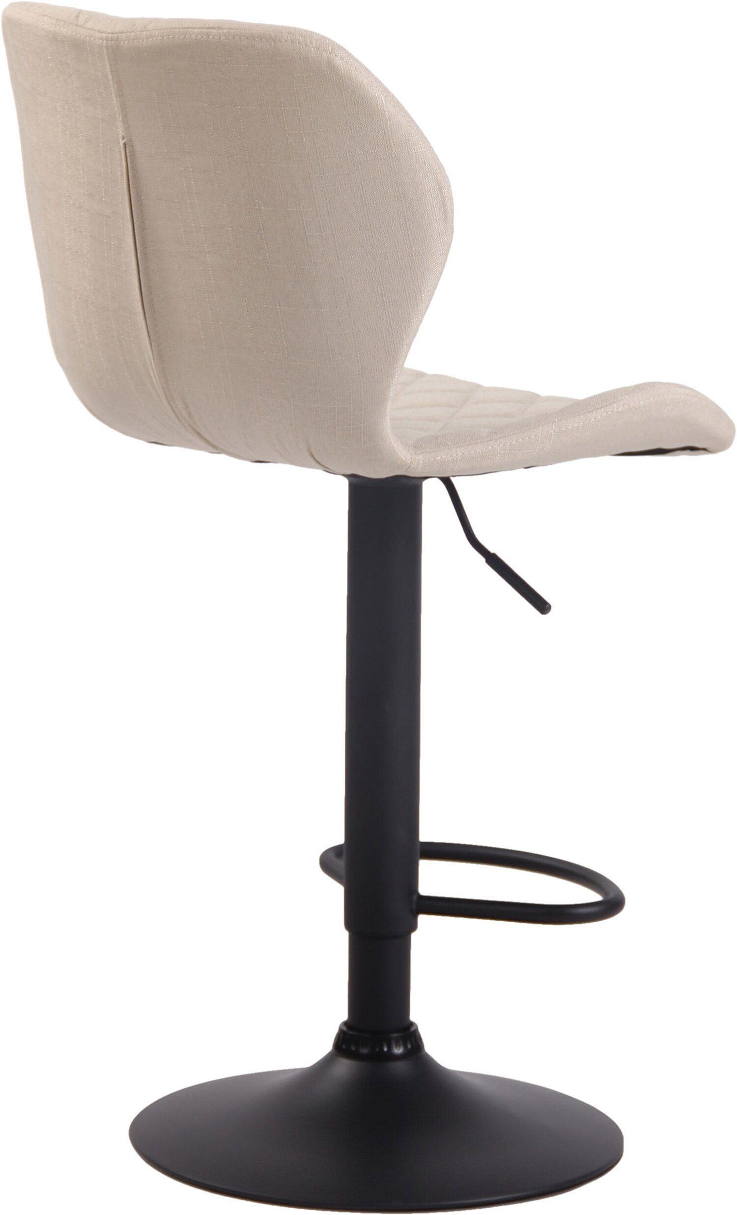 TPFLiving Barhocker Cora mit angenehmer Creme Sitzfläche: Gestell Rückenlehne schwarz (Barstuhl Metall bequemer & höhenverstellbar), Fußstütze drehbar Theke Hocker und und - - für Küche 360° Stoff