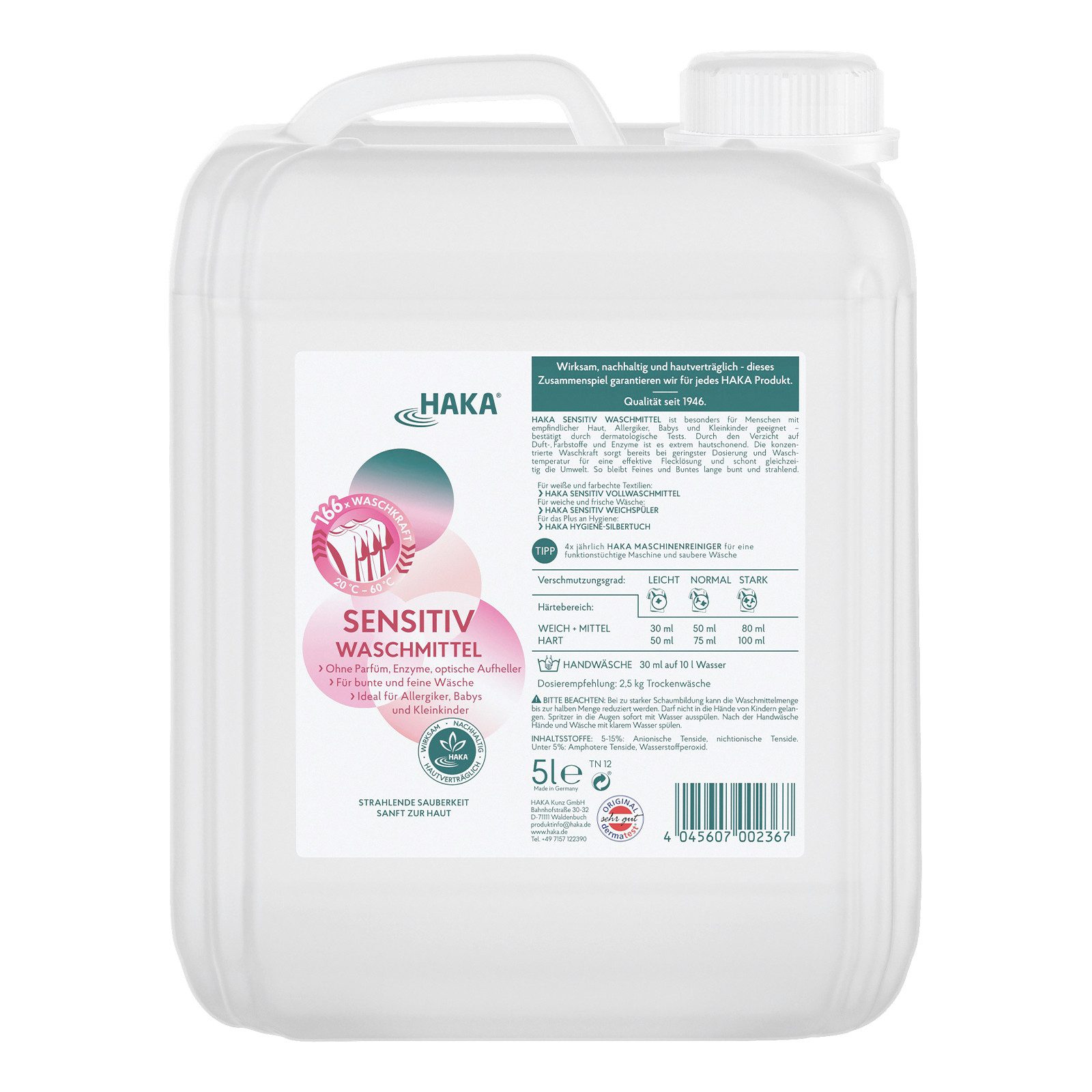 HAKA Sensitiv Waschmittel Flüssig Nachfüller 5l Spezialwaschmittel