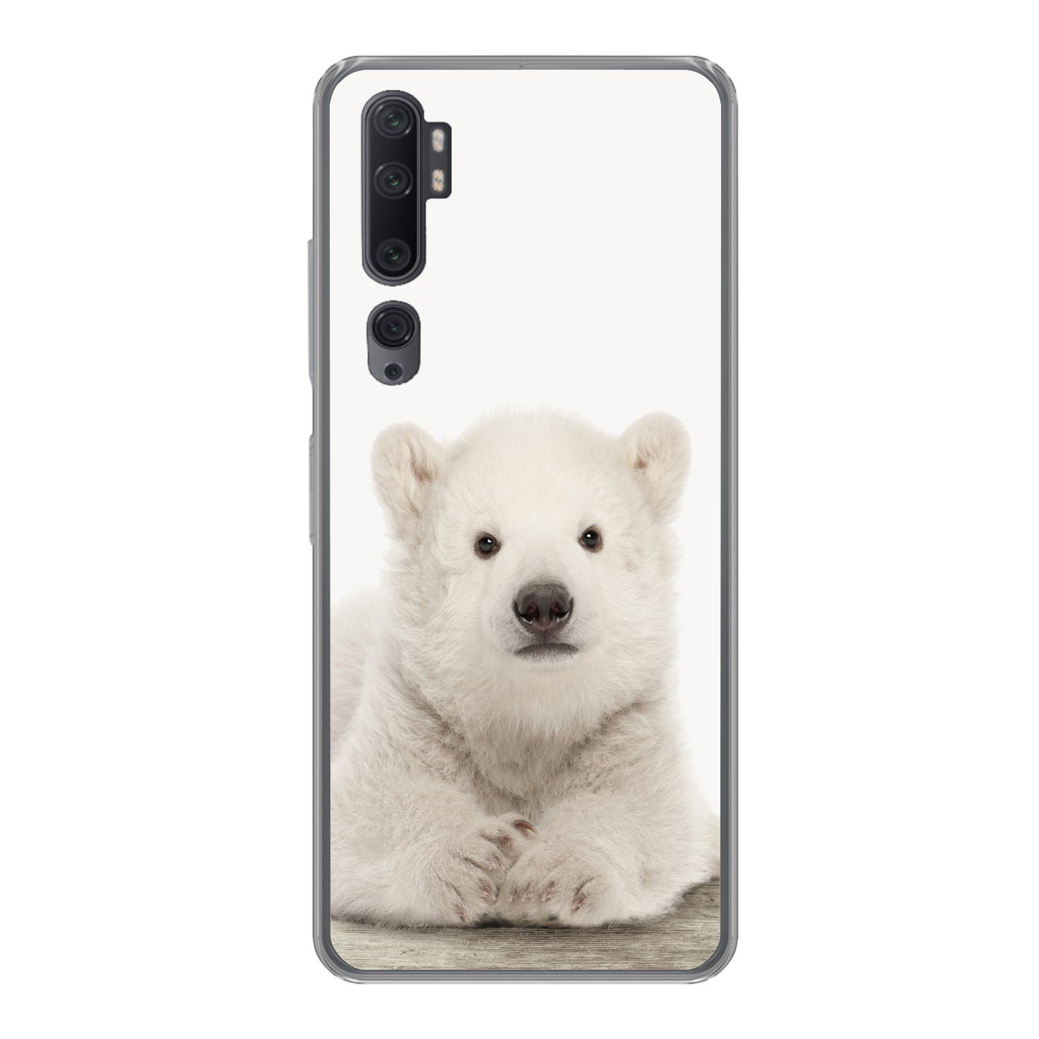MuchoWow Handyhülle für Xiaomi Mi Note 10 Eisbär - Tiere - Kinder - Weiß - Jungen - Mädche