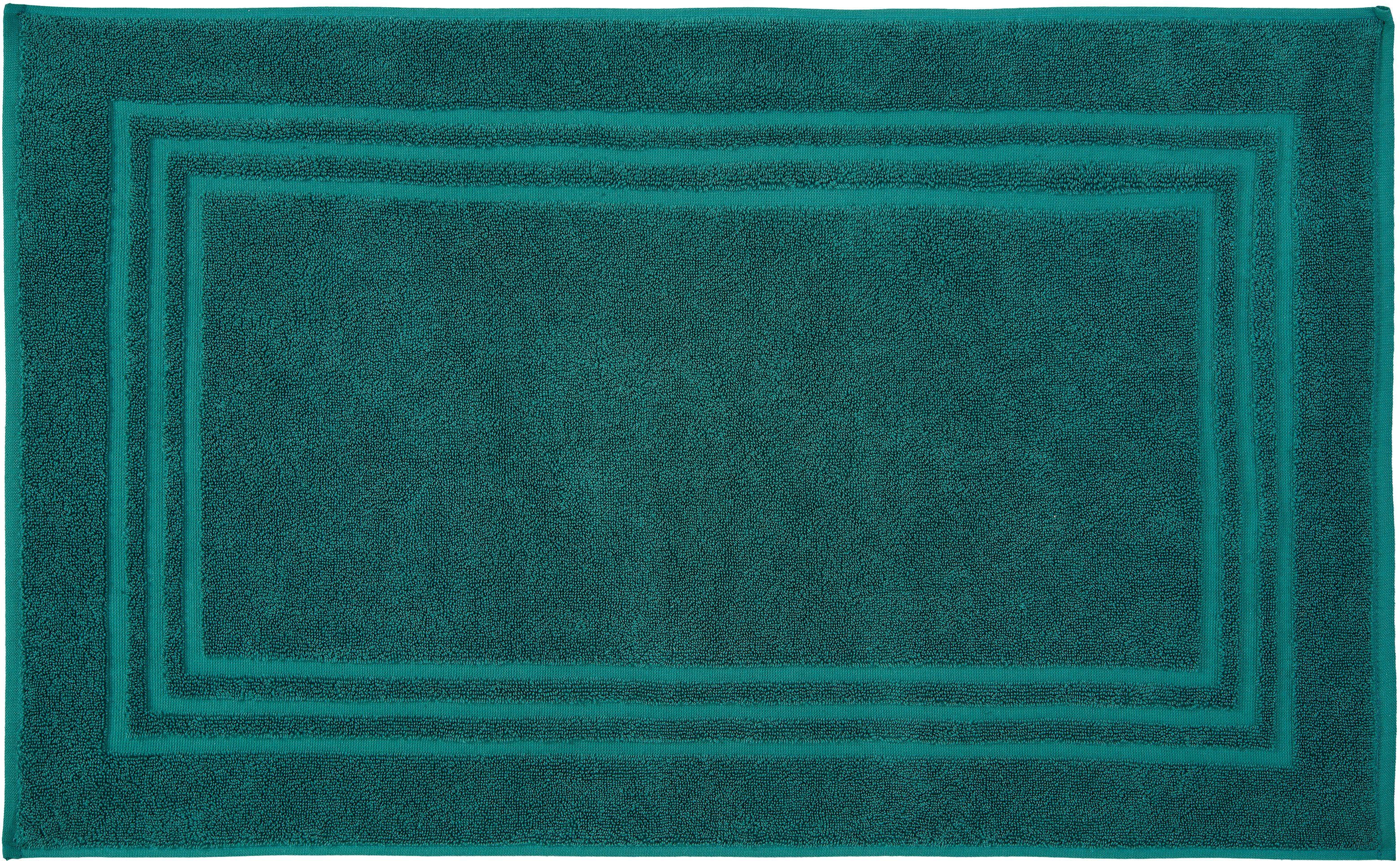 Kleine Wolke Badematte Lodge, Badvorleger, Höhe 80 mm, beidseitig nutzbar, Baumwolle, rechteckig, Badteppich, Frottier-Qualität, Uni Farben, mit Bordüre