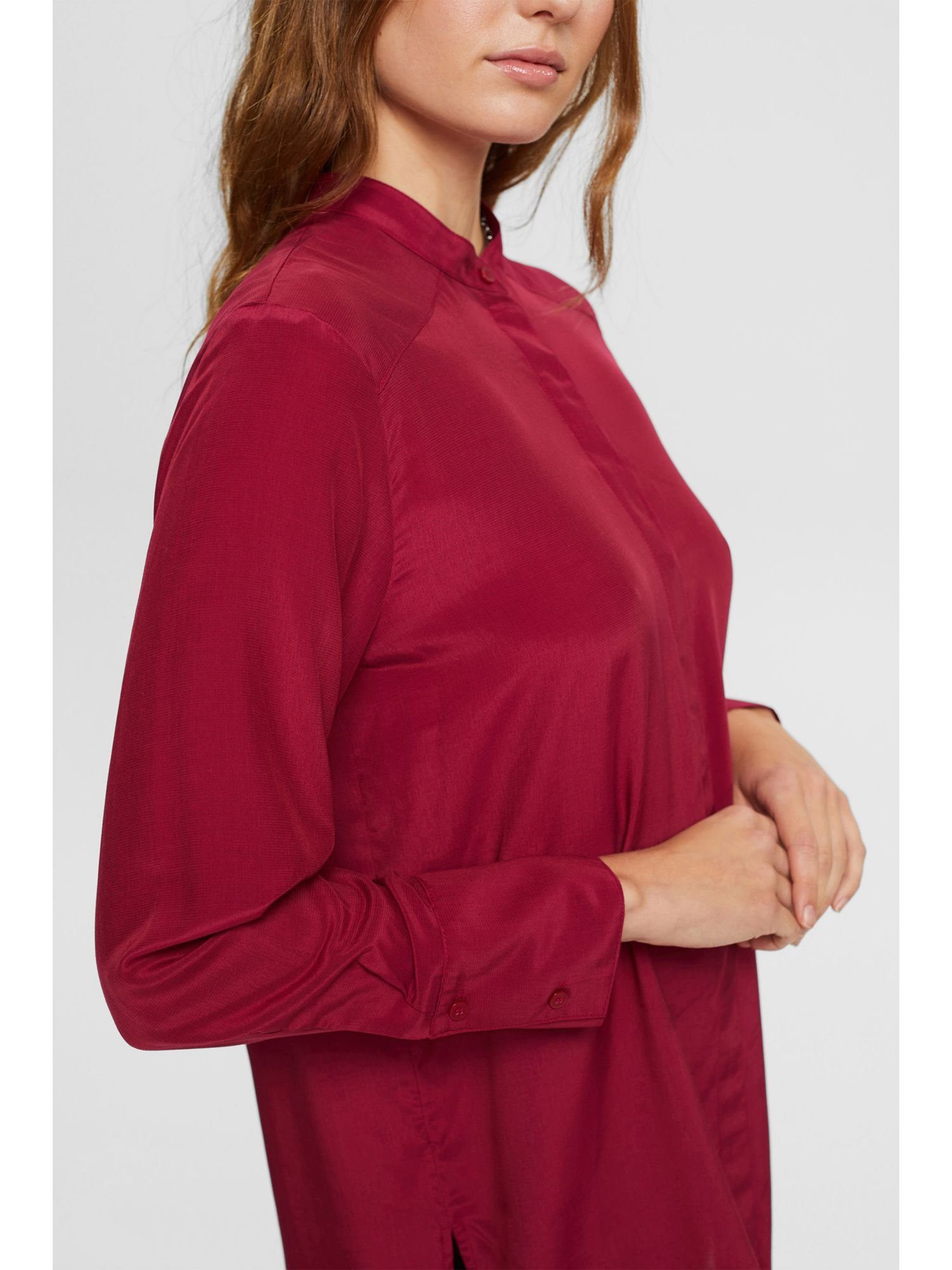 Esprit Langarmbluse RED Stehkragen Bluse mit CHERRY