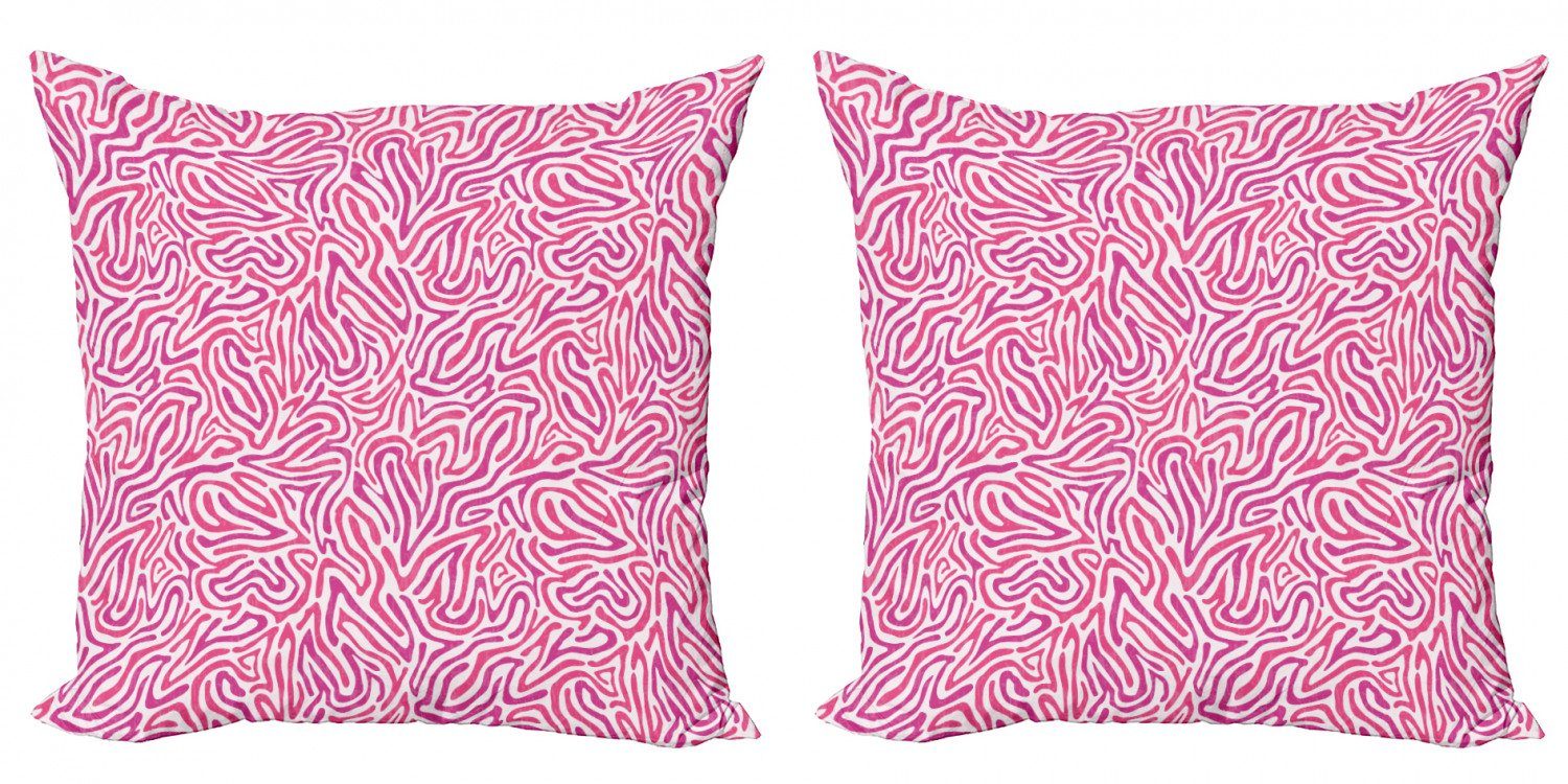 Kissenbezüge Modern Accent Doppelseitiger Digitaldruck, Abakuhaus (2 Stück), rosa Zebra Kurvige Linien Funky