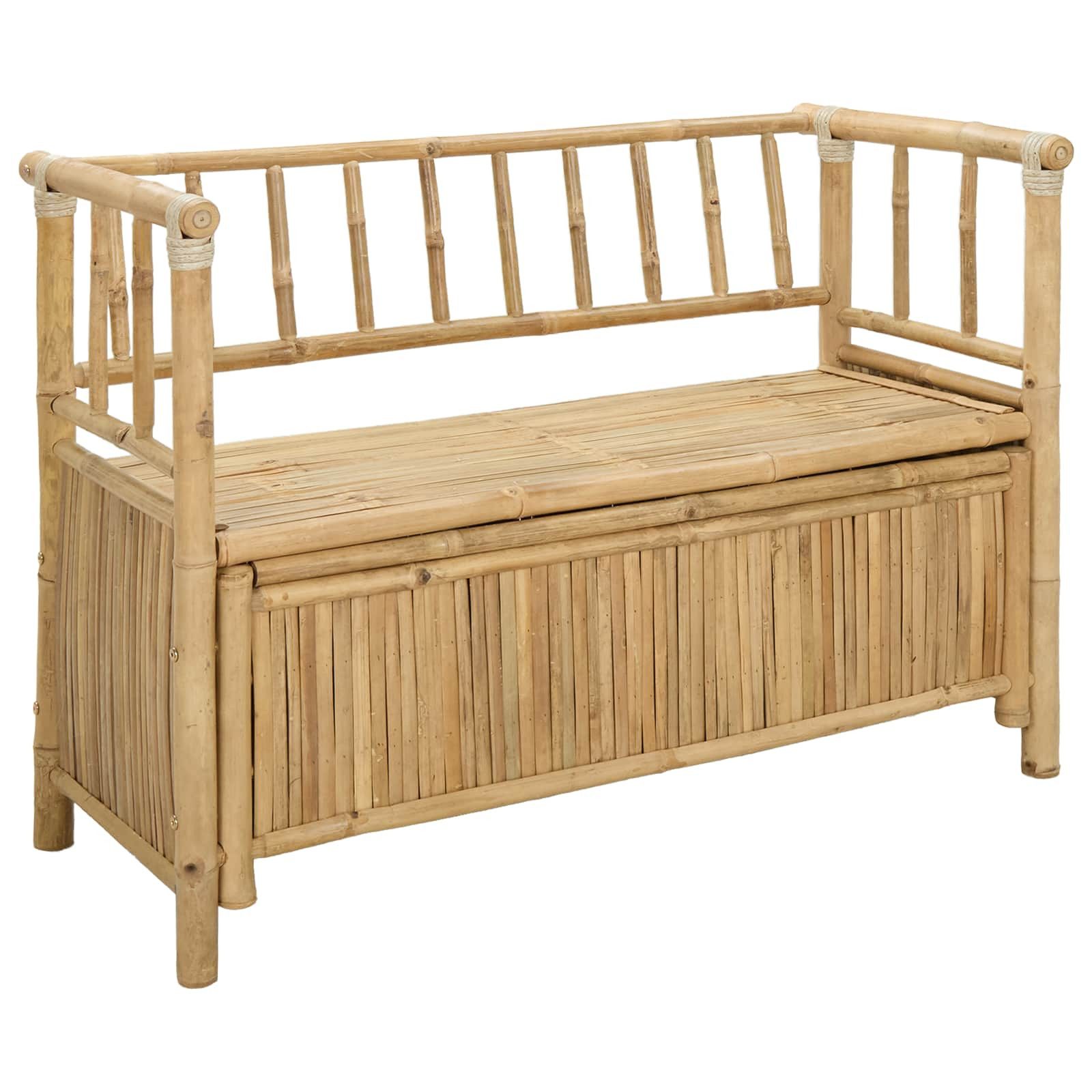 vidaXL Gartenbank Garten-Aufbewahrungsbank 110 x 47 x 80 cm Bambus Natur (1-St)