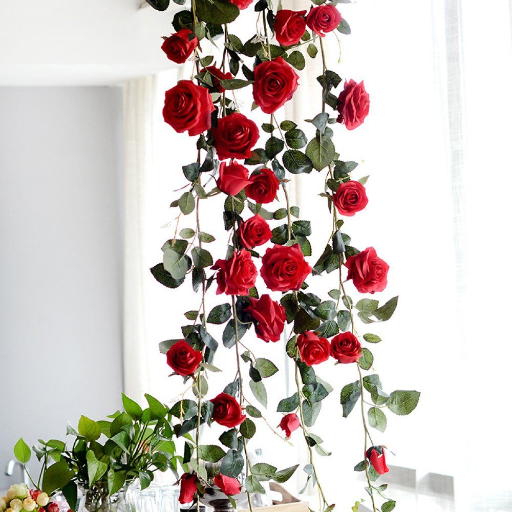 Künstliche Rosen Girlande 2,5m Blumengirlande Seidenblumen Hängend Kunstblumen. 
