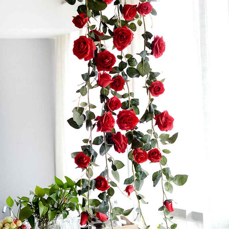 Kunstblume Künstliche Rosen Girlande,Blumengirlande, Jormftte, schmücken