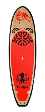 Runga-Boards SUP-Board Runga TOA WOOD RED Hardboard Stand Up Paddling SUP, Allround, (Set 9.5, Inkl. coiled leash & 3-tlg. Finnen-Set)