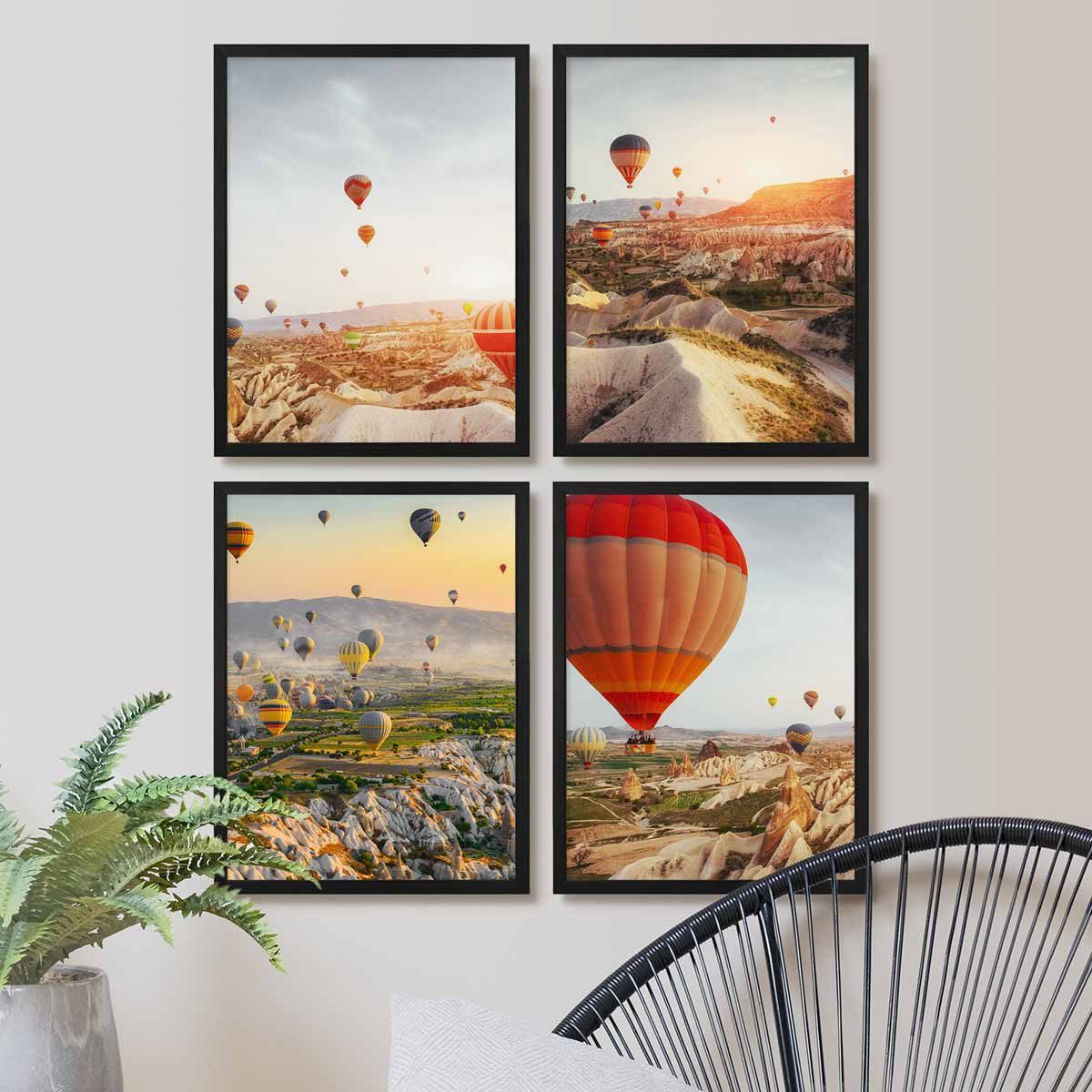 PHOTOLINI Bilderrahmen Sets 30x40 cm aus MDF Holz mit Acrylglas & Zubehör, für 4 Bilder (4er Set), 4er Set moderne Posterrahmen Schwarz – Bild 2 von 5