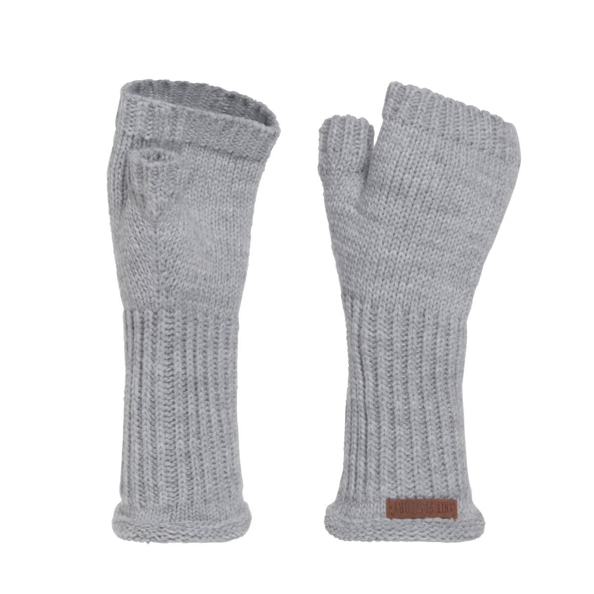 Knit Factory Strickhandschuhe Cleo Handschuhe One Size Glatt Grau (1-St) Handschuhe Handstulpen Handschuhe ihne Finger