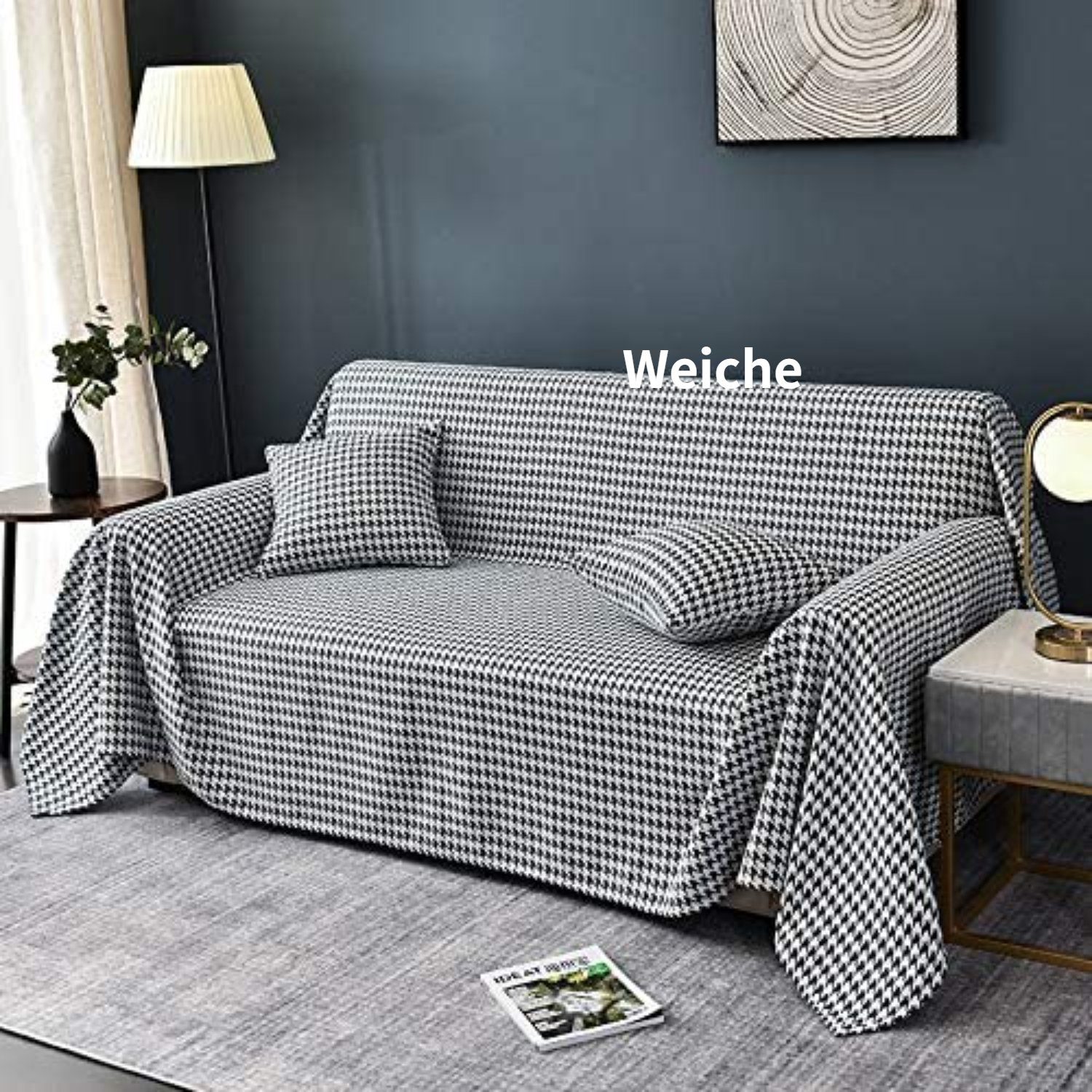 Tagesdecke, HOMEIDEAS, Möbelschutz Decke Nordic Hahnentritt-Couchbezug Sofa