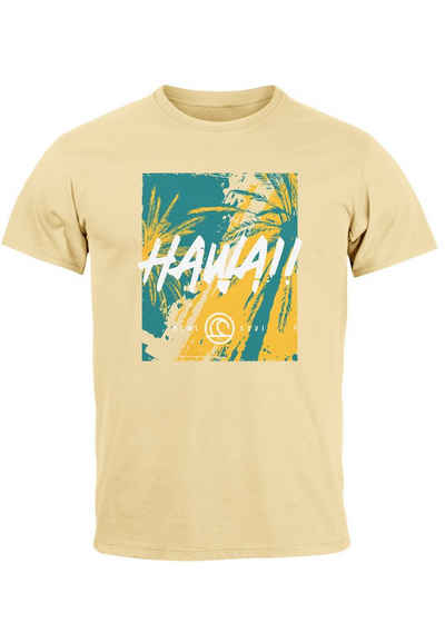 Neverless Print-Shirt Herren T-Shirt Hawaii Surfing Palmen Aufdruck Sommer Print Fashion Str mit Print