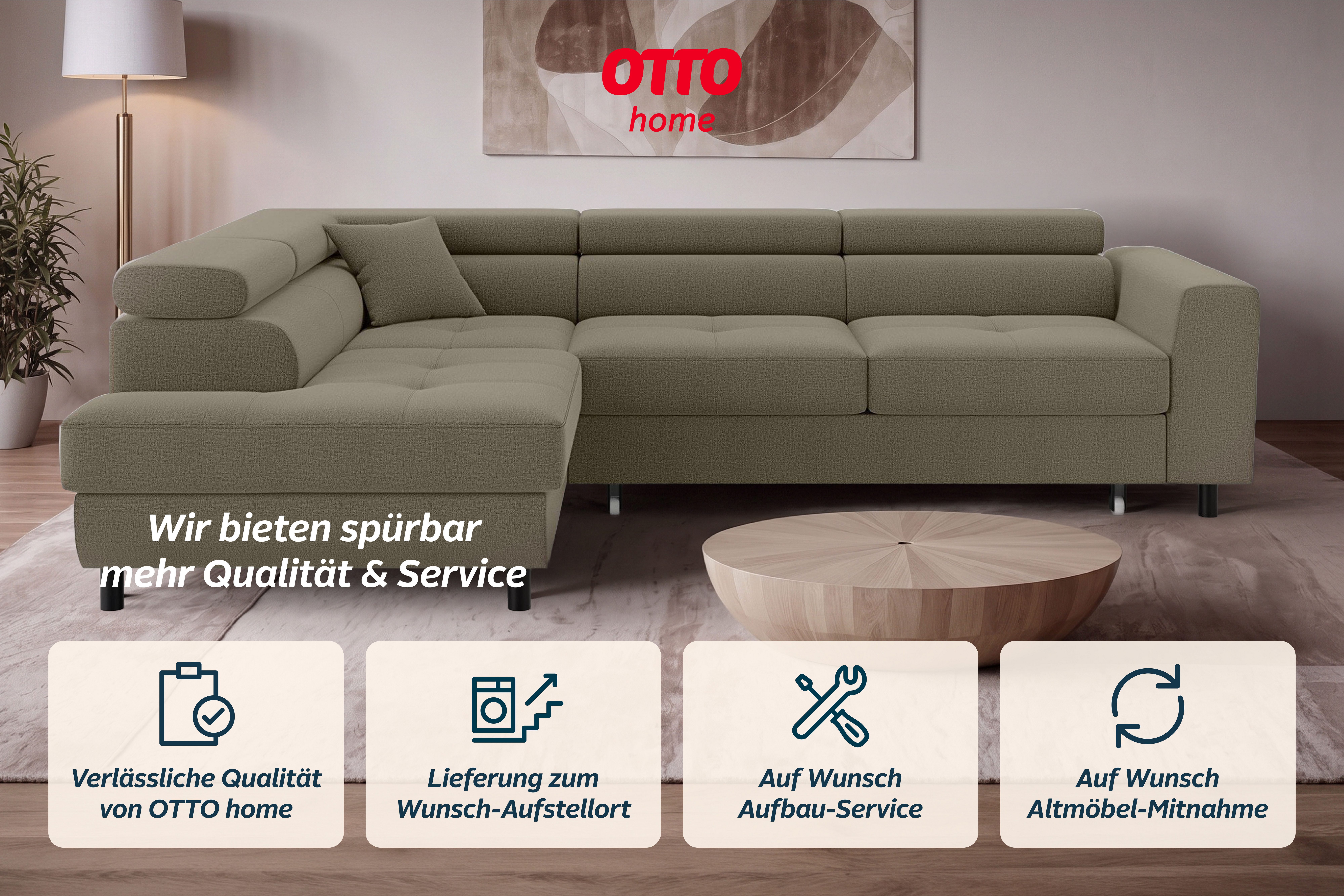 OTTO home Ecksofa AADEN Schlafsofa 254 cm - OTTO. Verlässliche Qualität., mit Bettfunktion, Bettkasten, Kopfstützen, rechts/links bestellbar – Bild 5 von 5