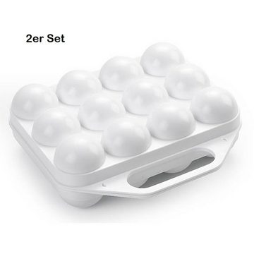 Sanixa Eierkorb Eierbox für 12 Eier 2er Set Kunststoff BPA frei Eier-Transportbox, (Eierbehälter für Kühlschrank), stapelbare Eieraufbewahrung Aufbewahrungsbox