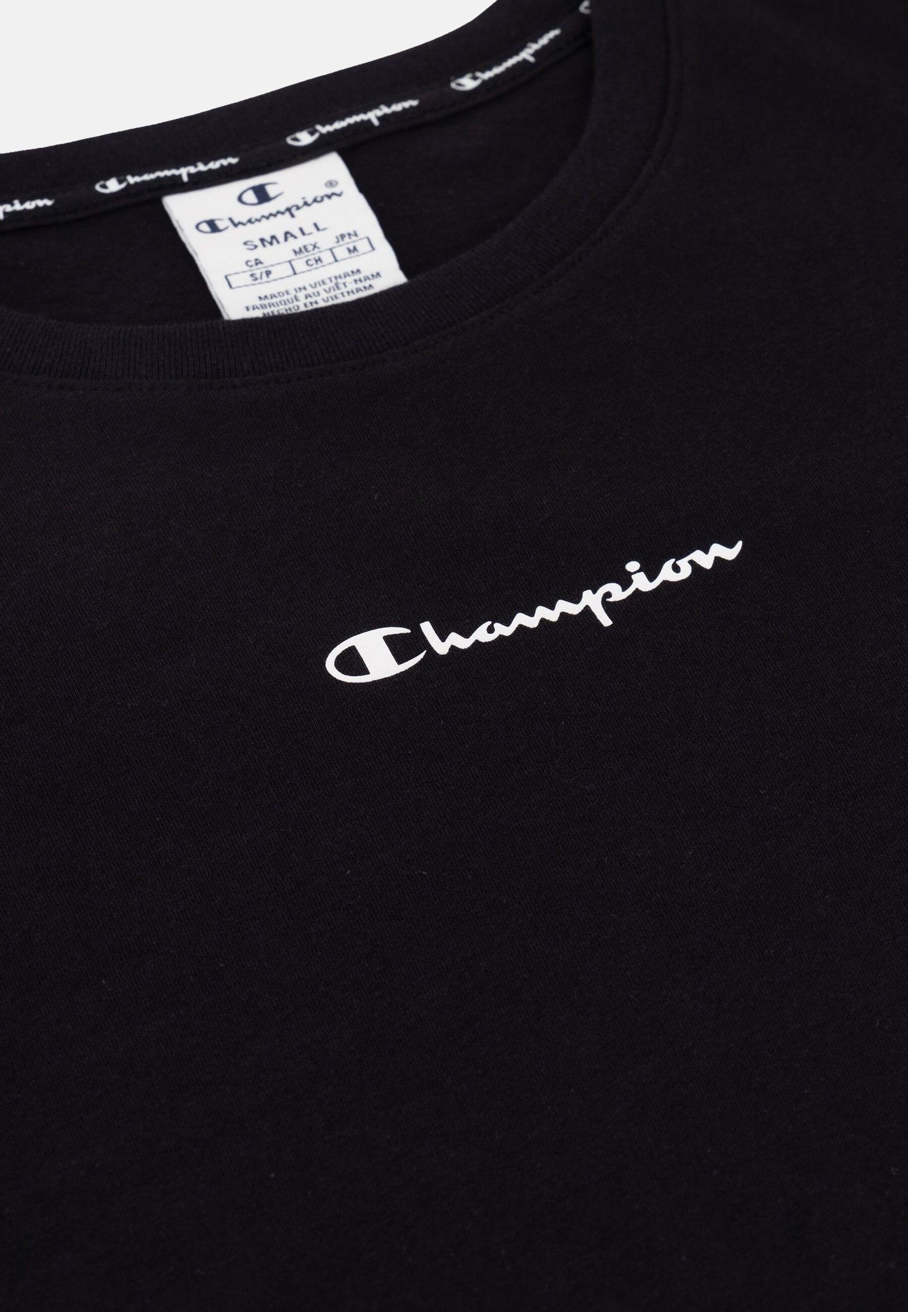Champion T-Shirt Rundhals-T-Shirt schwarz mit Shirt Baumwolle aus