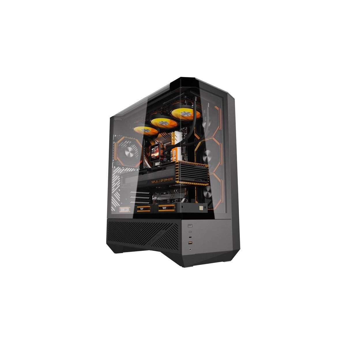 Darkflash PC-Gehäuse Darkflash DY460 PC Gehäuse inkl. 4 ARGB Lüfter