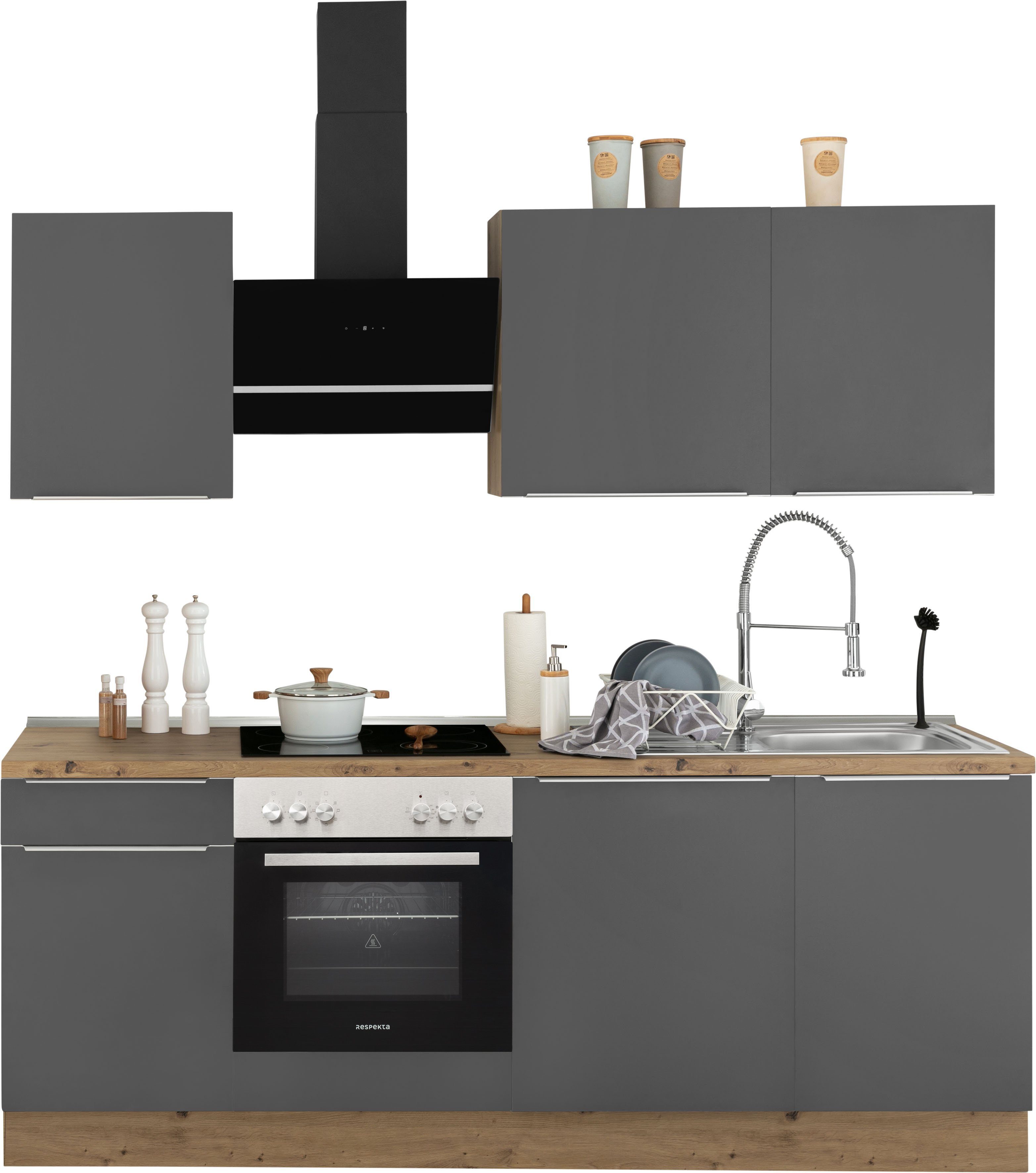 RESPEKTA Küchenzeile Safado aus der Serie Marleen, hochwertige Ausstattung  wie Soft Close Funktion, Breite 220 cm | L-Küchen