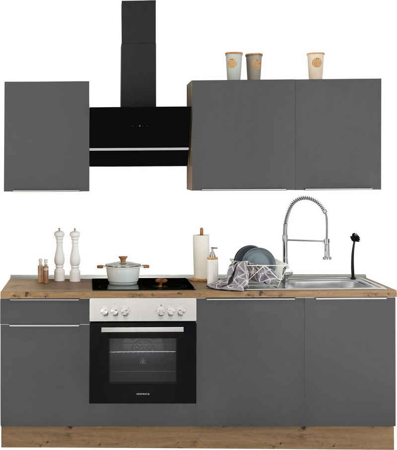 RESPEKTA Küchenzeile Safado aus der Serie Marleen, hochwertige Ausstattung wie Soft Close Funktion, Breite 220 cm