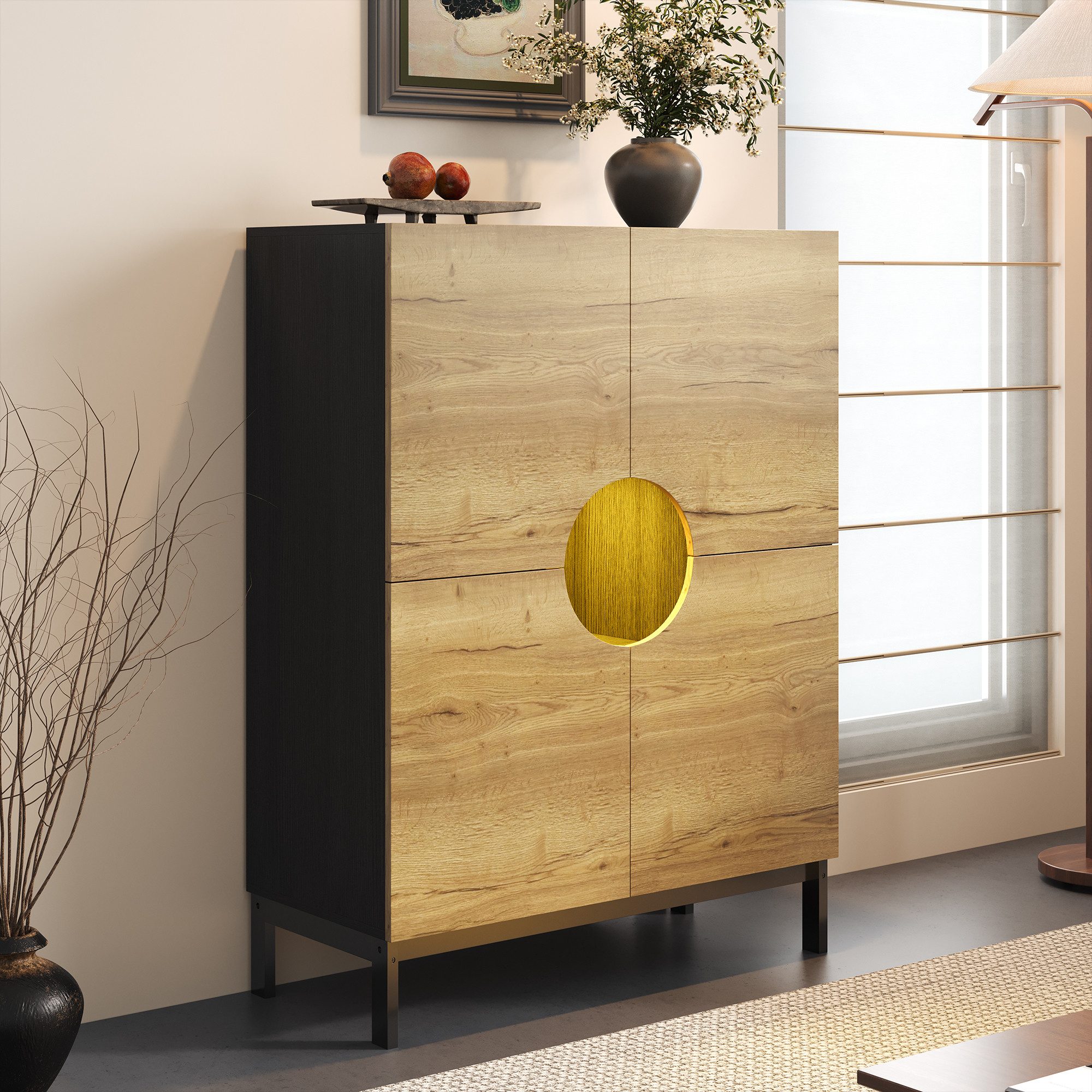 Merax Schuhschrank mit LED-Beleuchtung (1-St., Anrichte Buffetschrank 90x40 günstig online kaufen