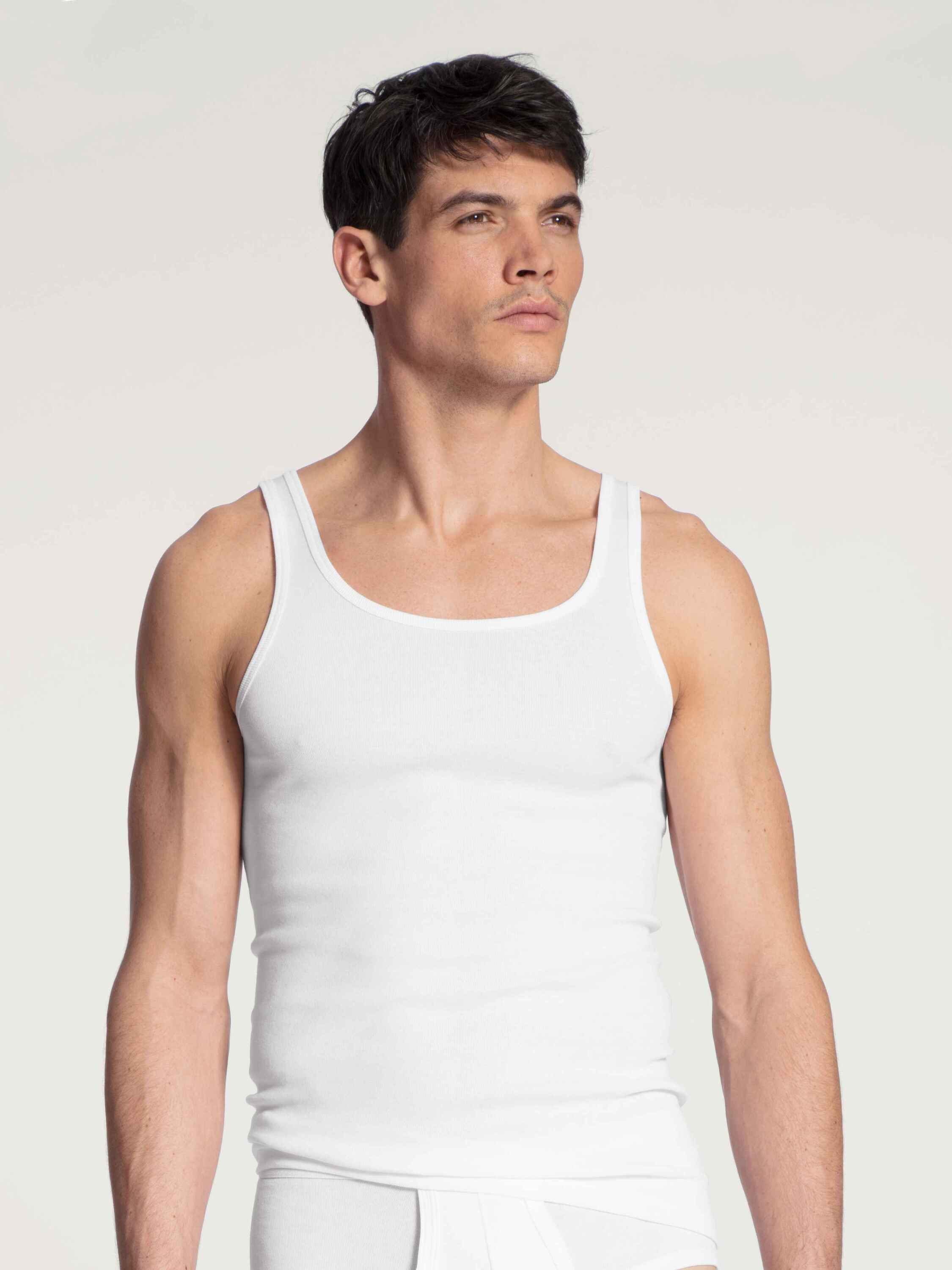 CALIDA Unterhemd Athletic-Shirt 2er-Pack (2-St., 2er-Pack) White